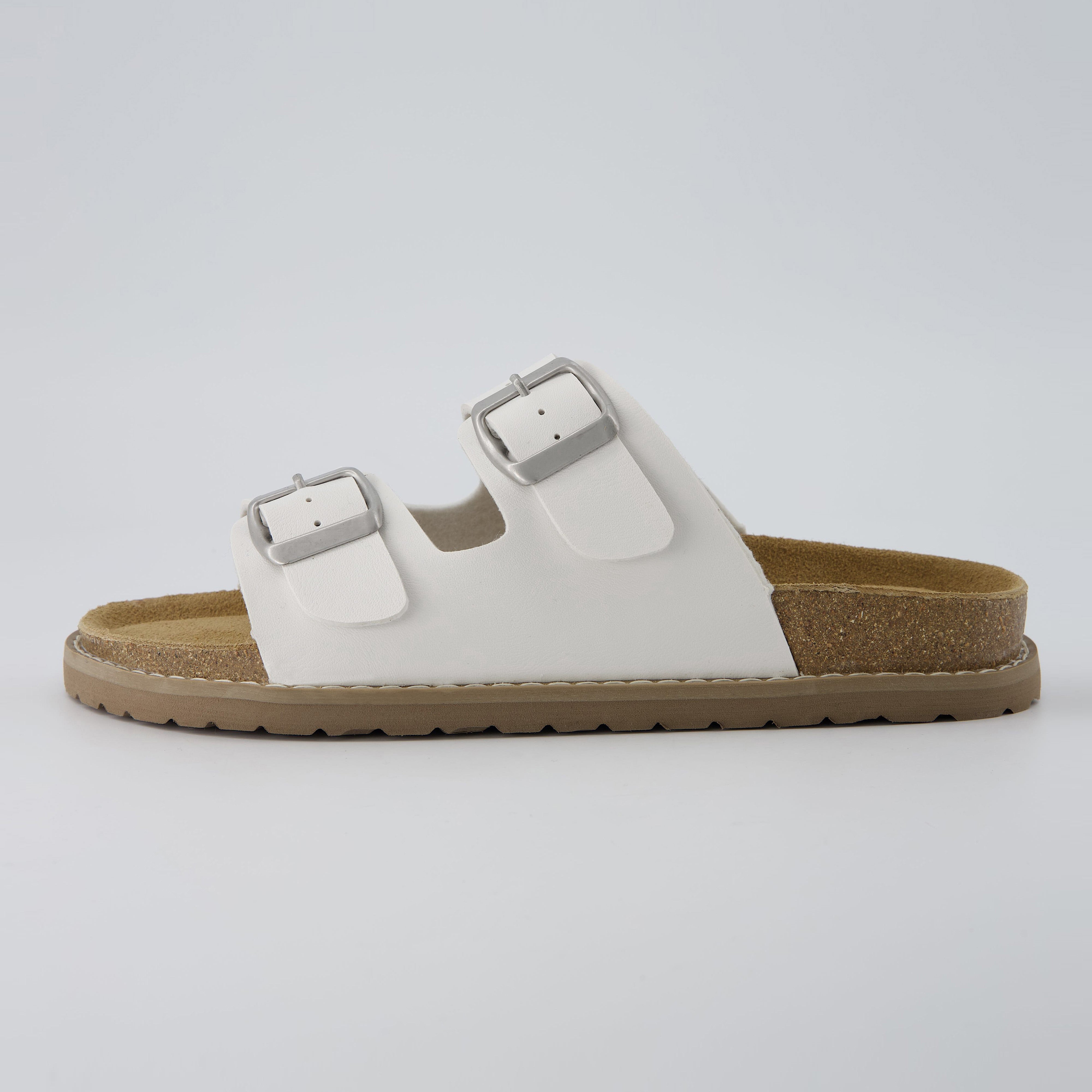 Plano Cork Sandals White