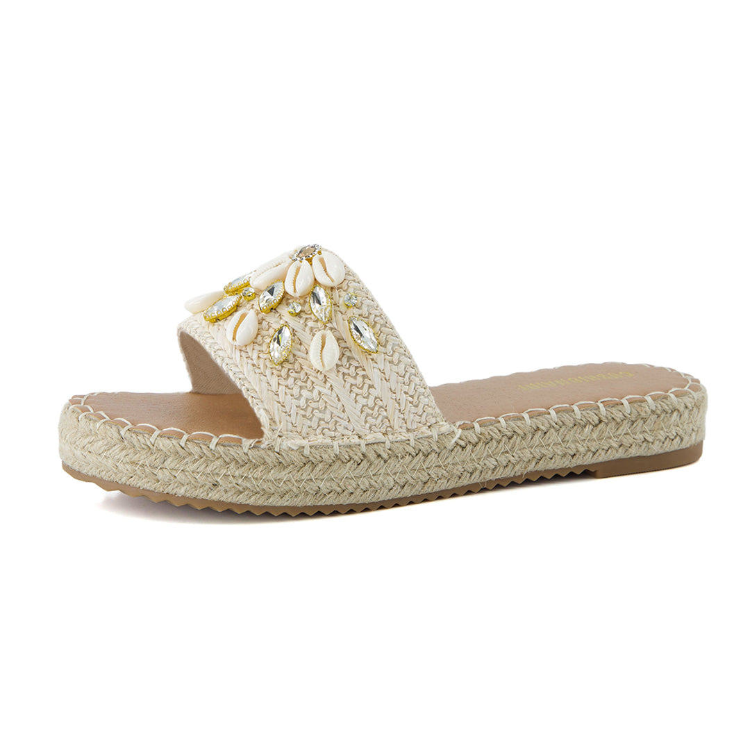 Playa Espadrille Slide Sandals Natural