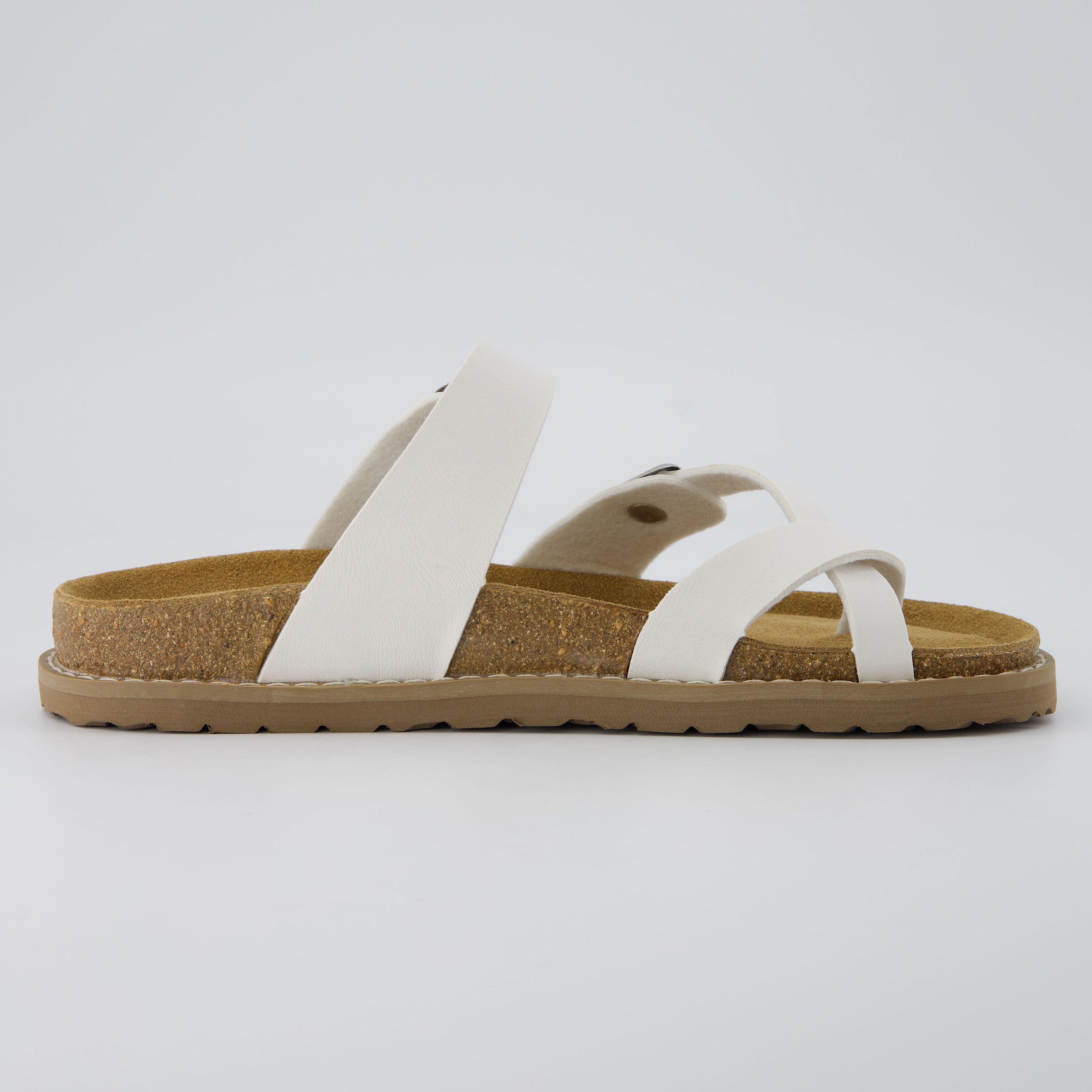 Pluto Cork Sandals White