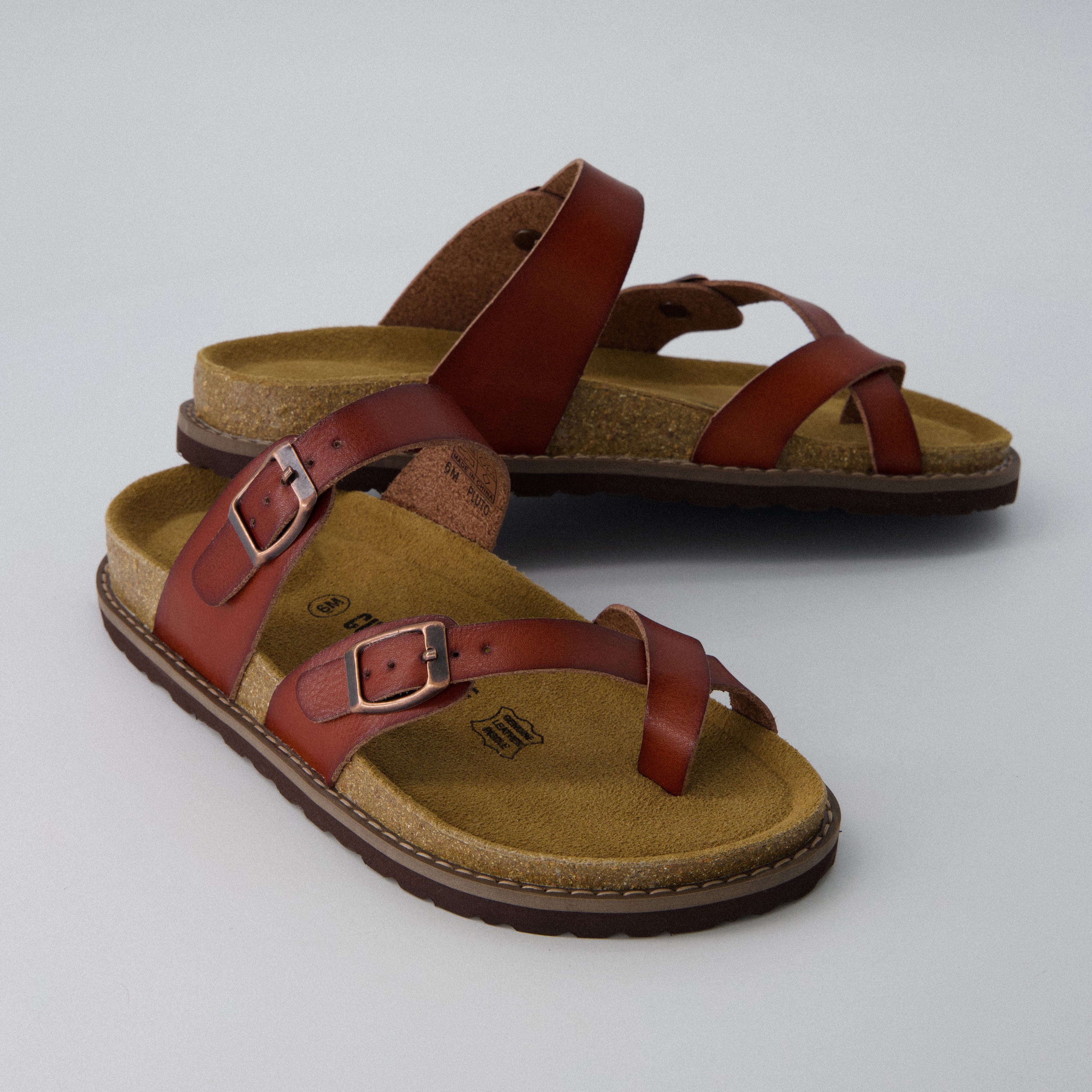 Pluto Cork Sandals Whiskey