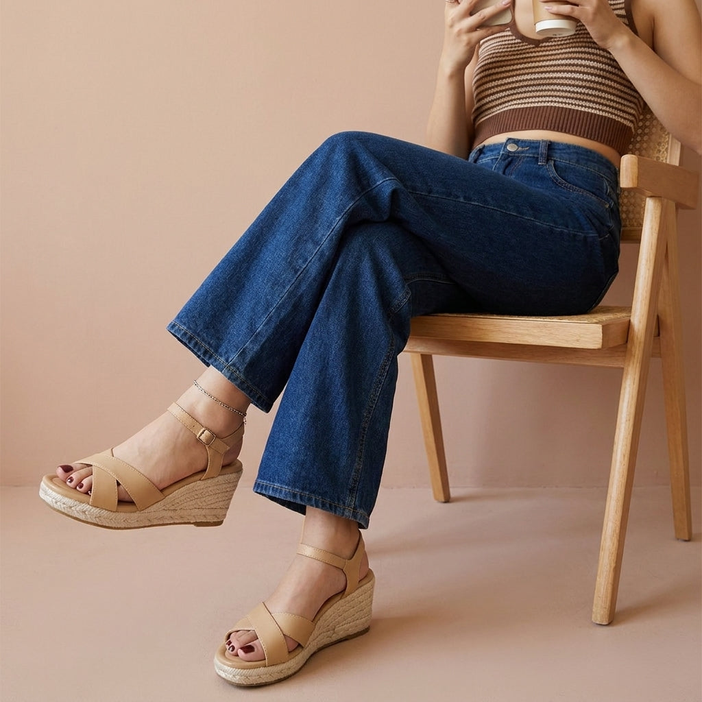 Prego Espadrille Wedge Sandals Brown Medium