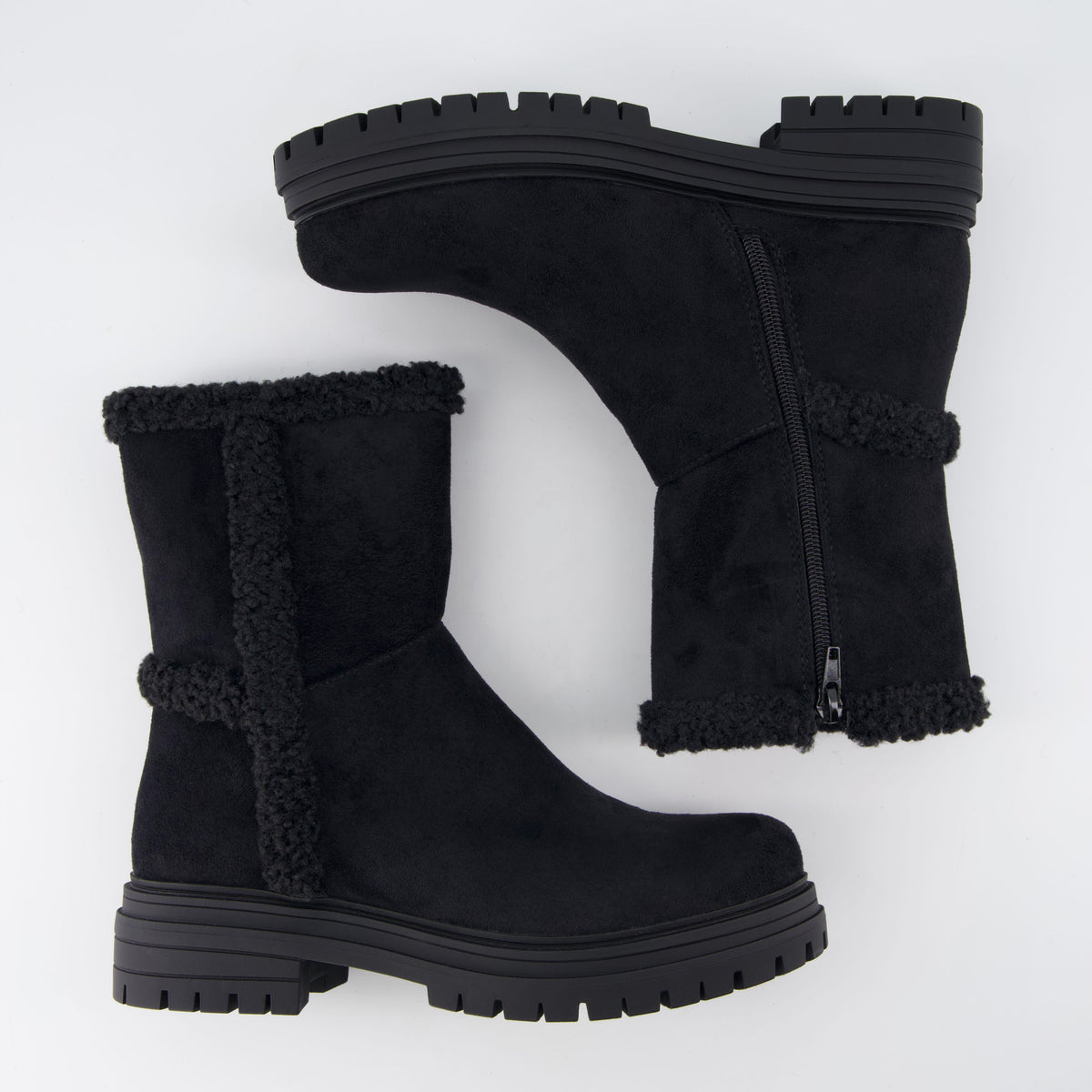 Randi Cozy Womens Boots Black Vegan Suede
