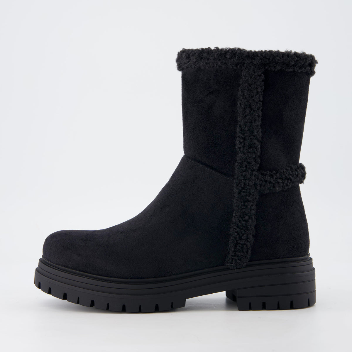 Randi Cozy Womens Boots Black Vegan Suede
