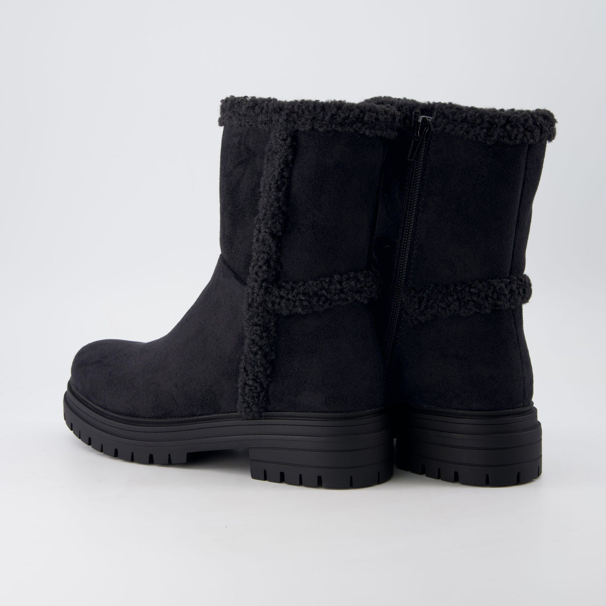 Randi Cozy Womens Boots Black Vegan Suede