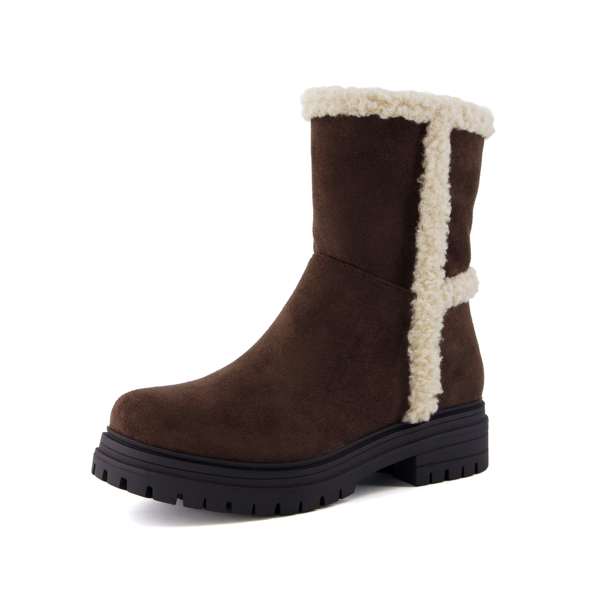 Randi Cozy Womens Boots Brown Vegan Suede