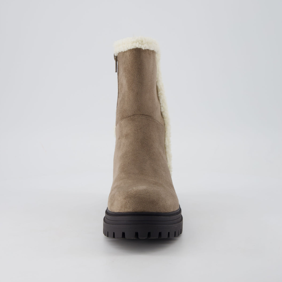 Randi Cozy Womens Boots Taupe Vegan Suede