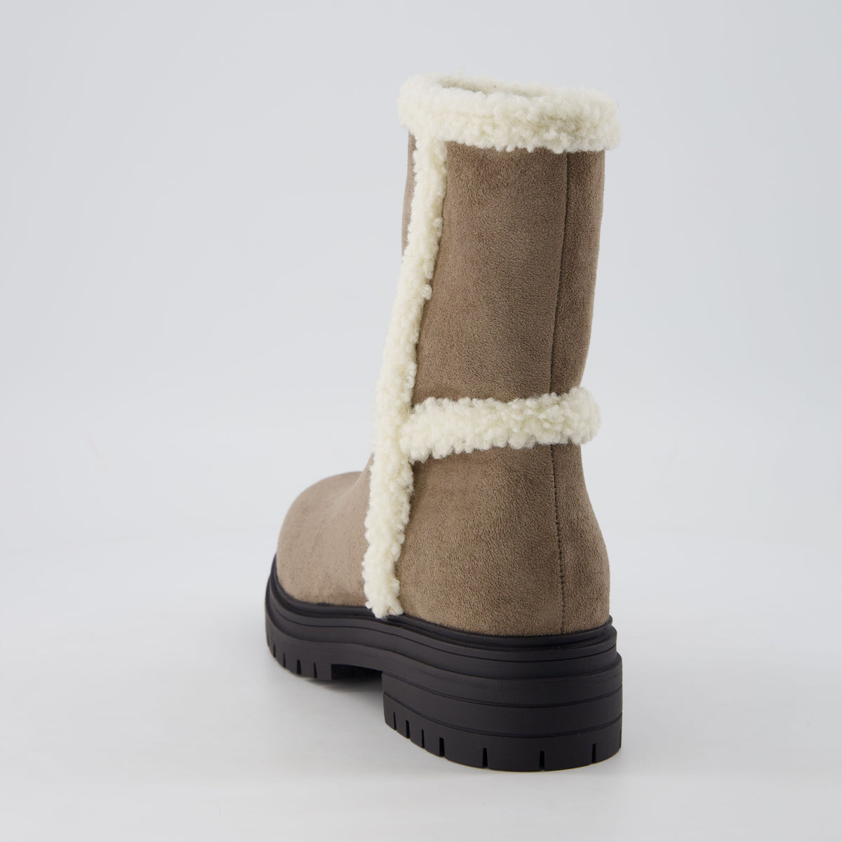 Randi Cozy Womens Boots Taupe Vegan Suede