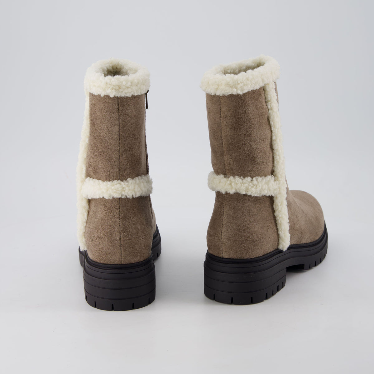 Randi Cozy Womens Boots Taupe Vegan Suede