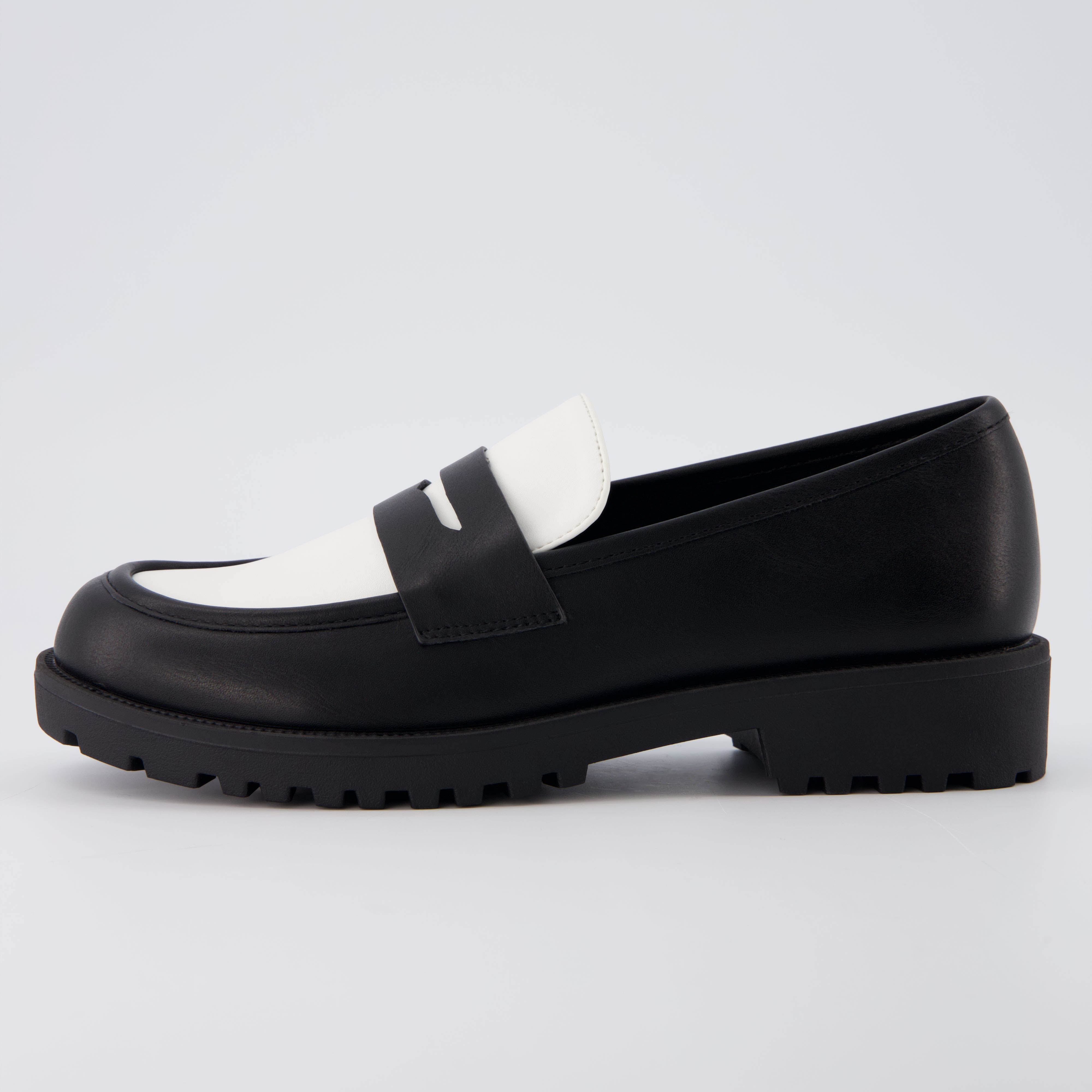 Reggio Contrast Slip On Loafer Black White