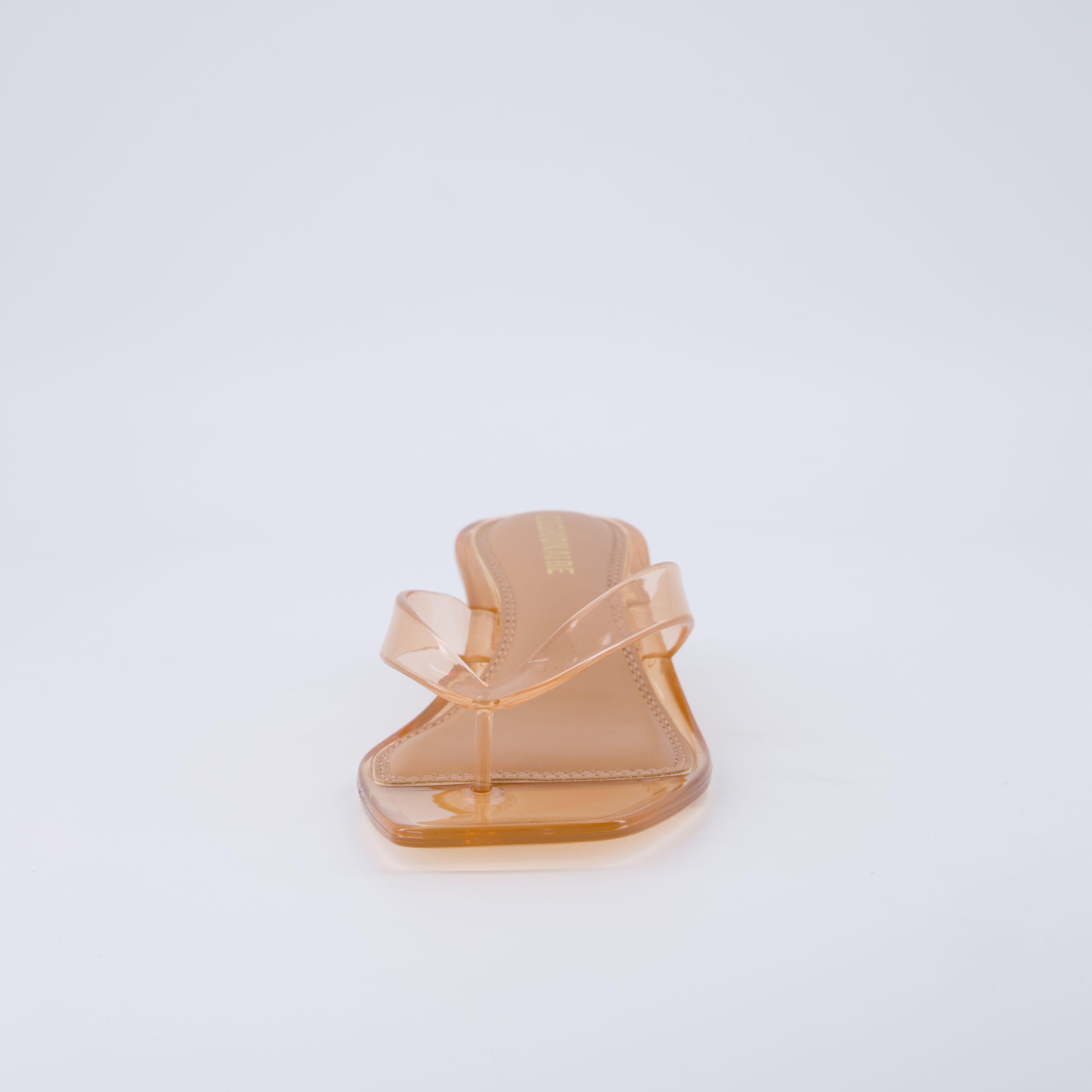 Riot Jelly Thong Kitten Heels Mocha Medium