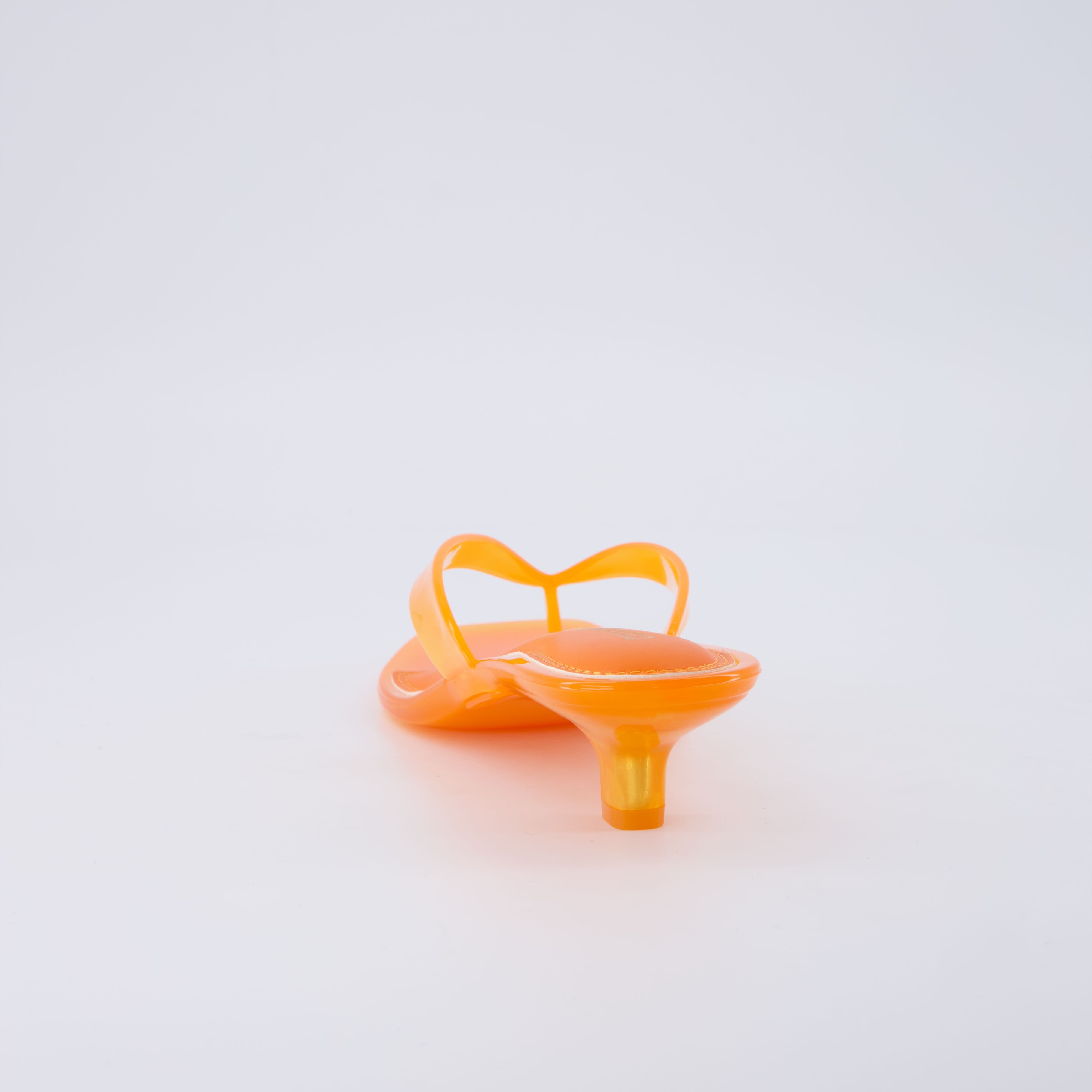 Riot Jelly Thong Kitten Heels Orange Medium