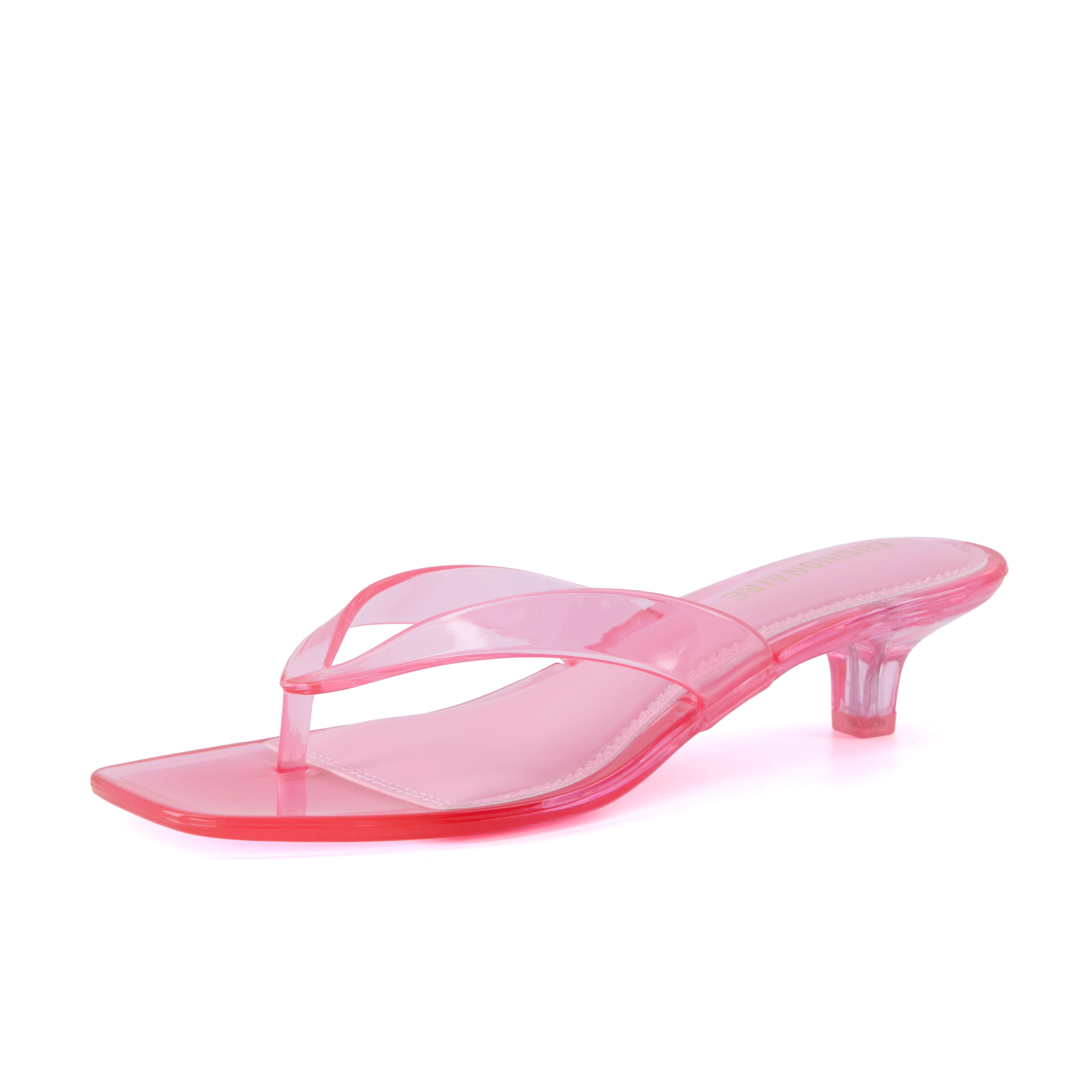 Riot Jelly Thong Kitten Heels Pink Medium