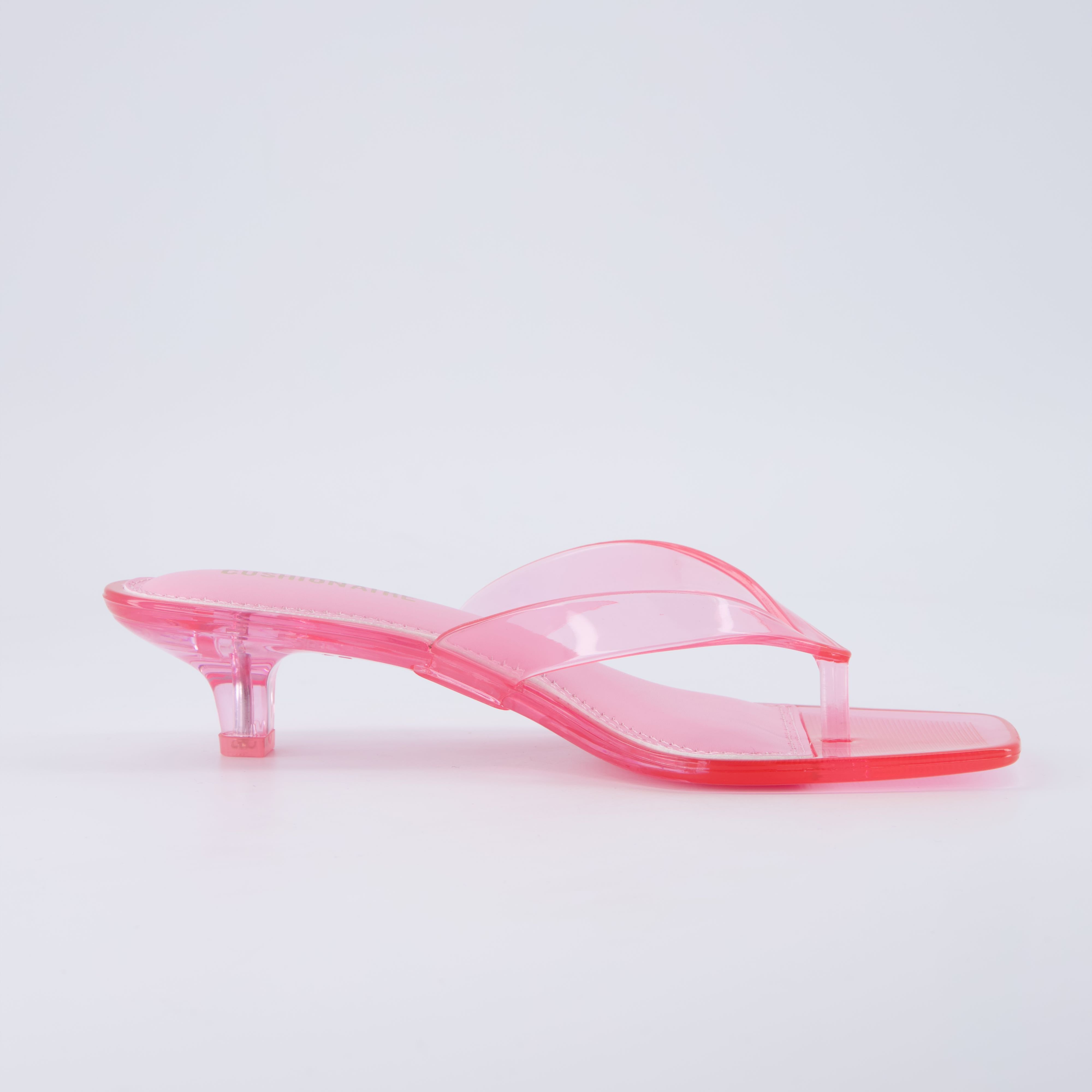 Riot Jelly Thong Kitten Heels Pink Medium