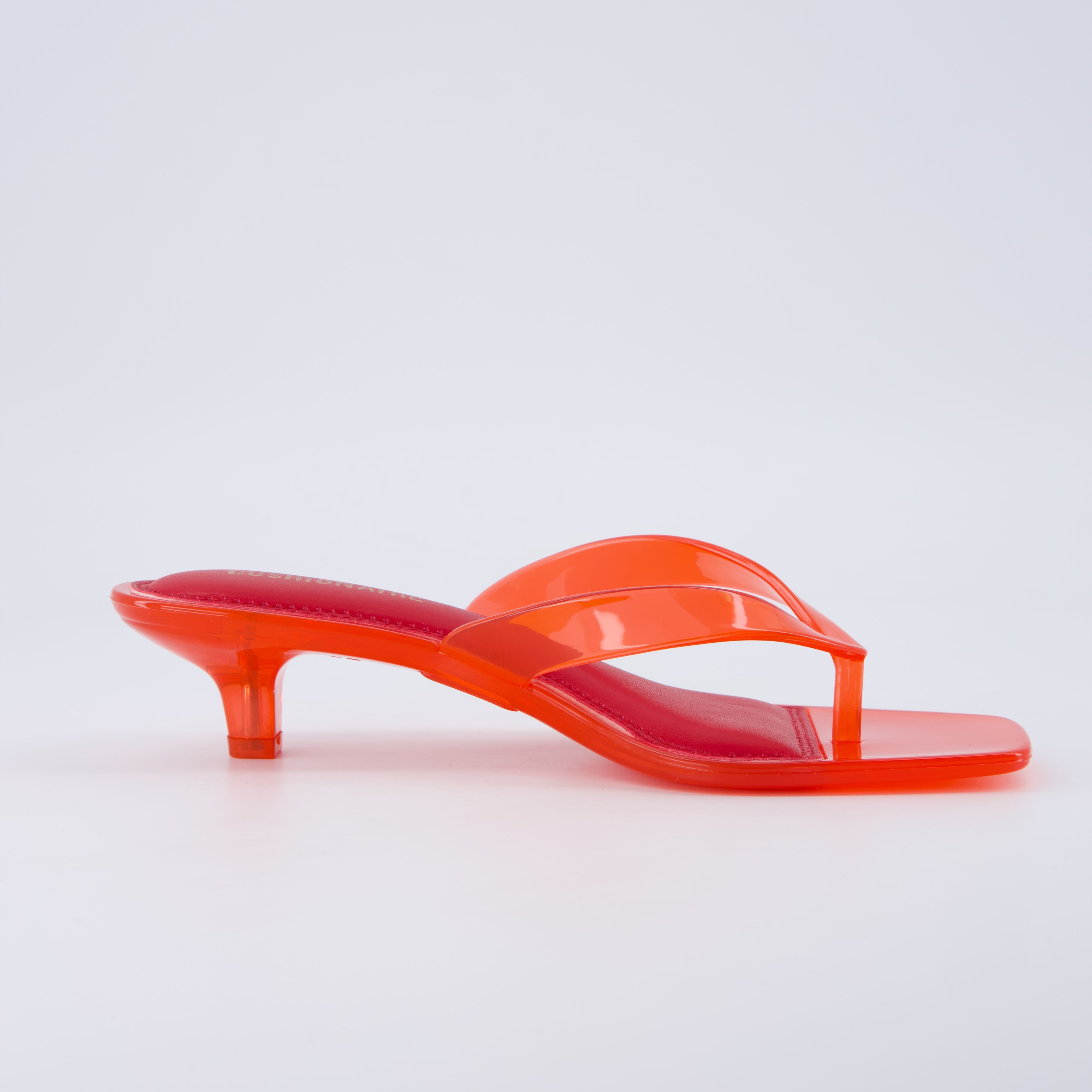 Riot Jelly Thong Kitten Heels Red Medium