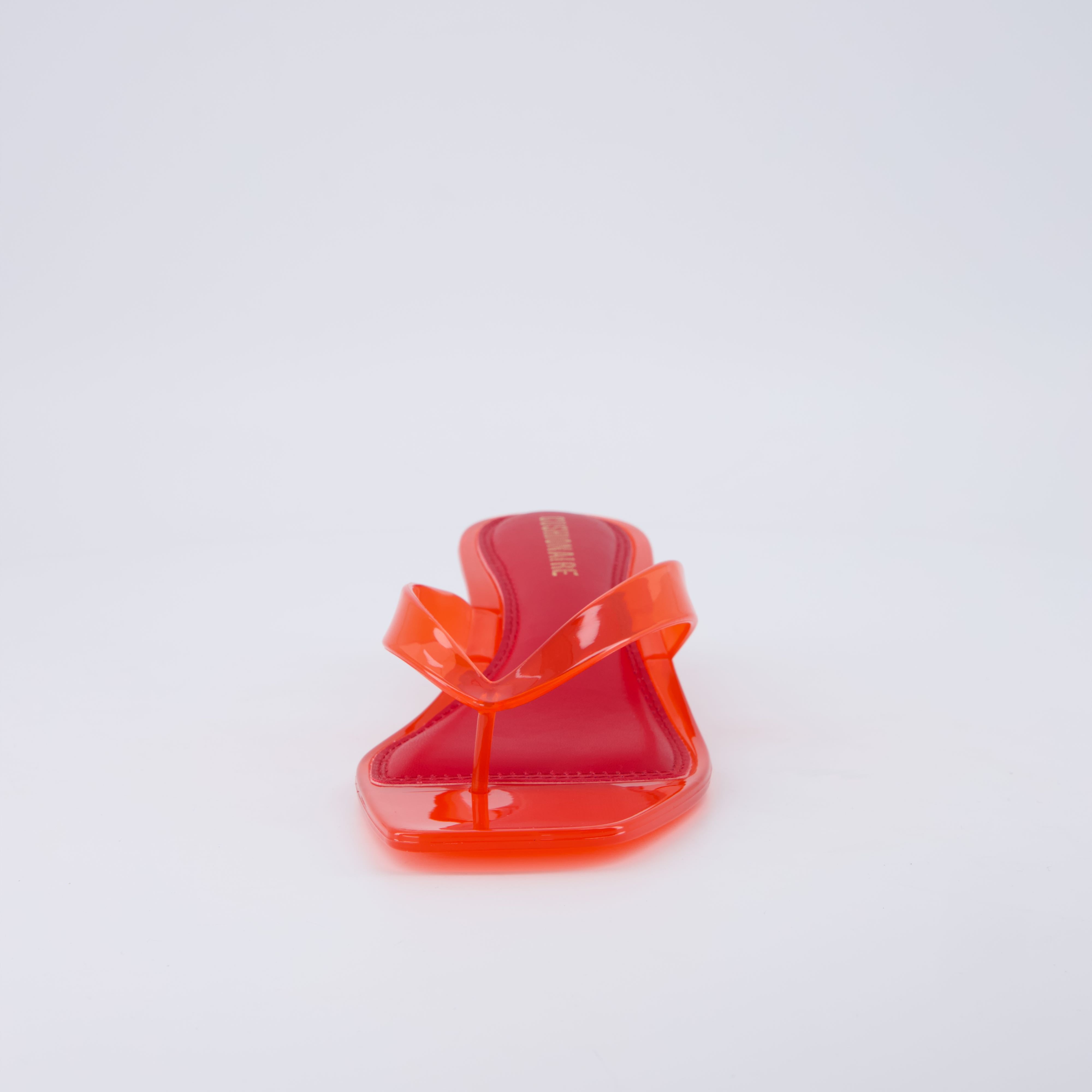 Riot Jelly Thong Kitten Heels Red Medium
