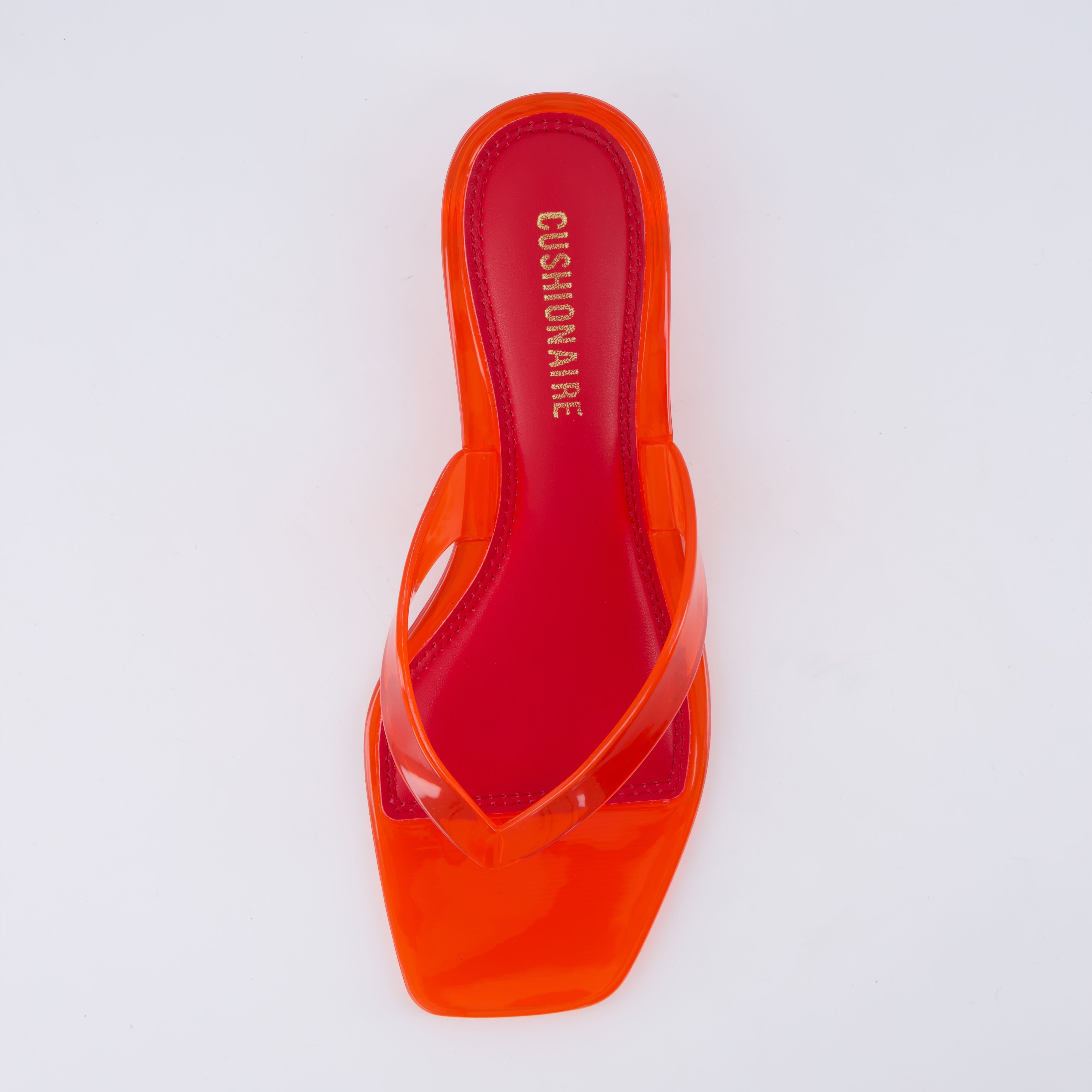 Riot Jelly Thong Kitten Heels Red Medium