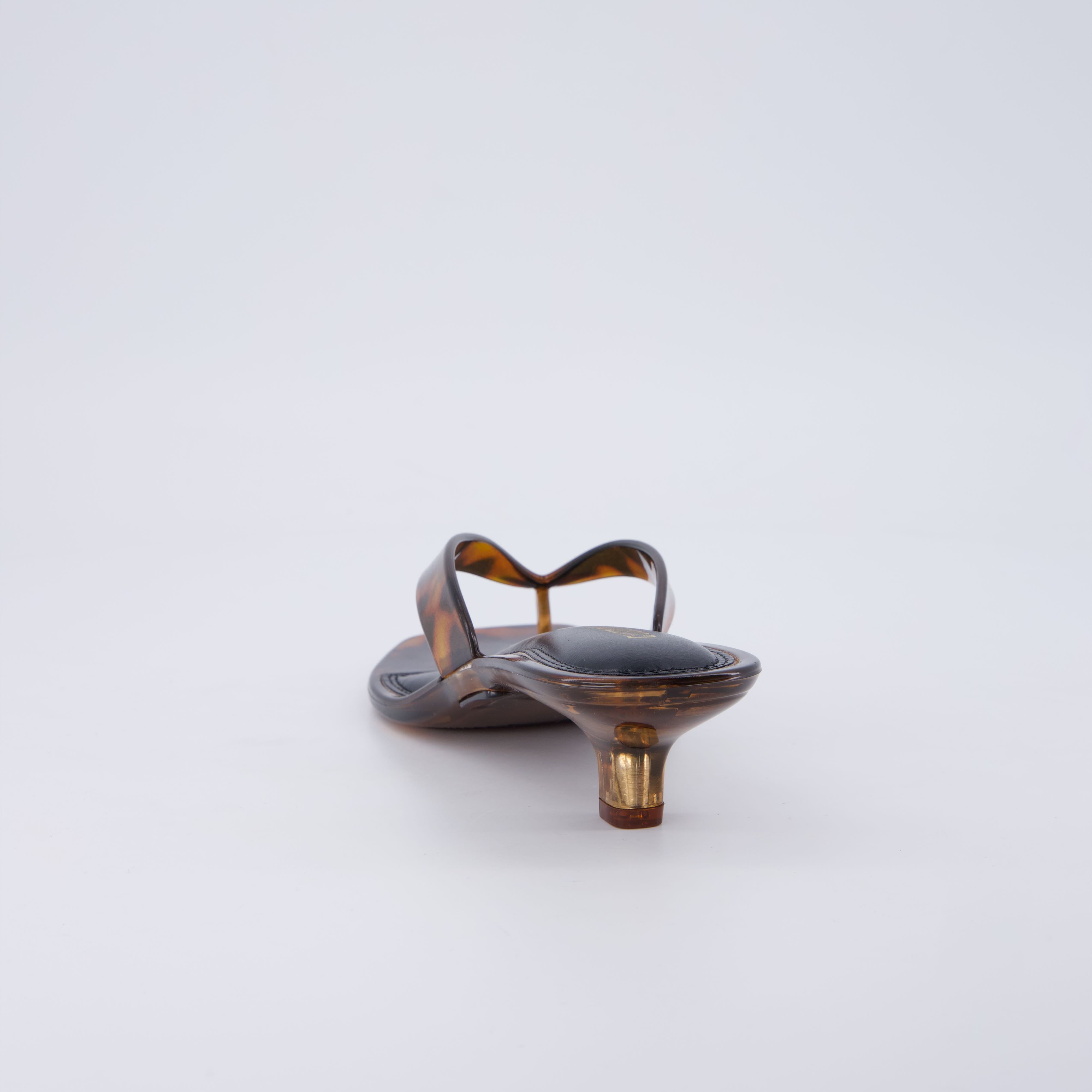 Riot Jelly Thong Kitten Heels Tortoise Medium