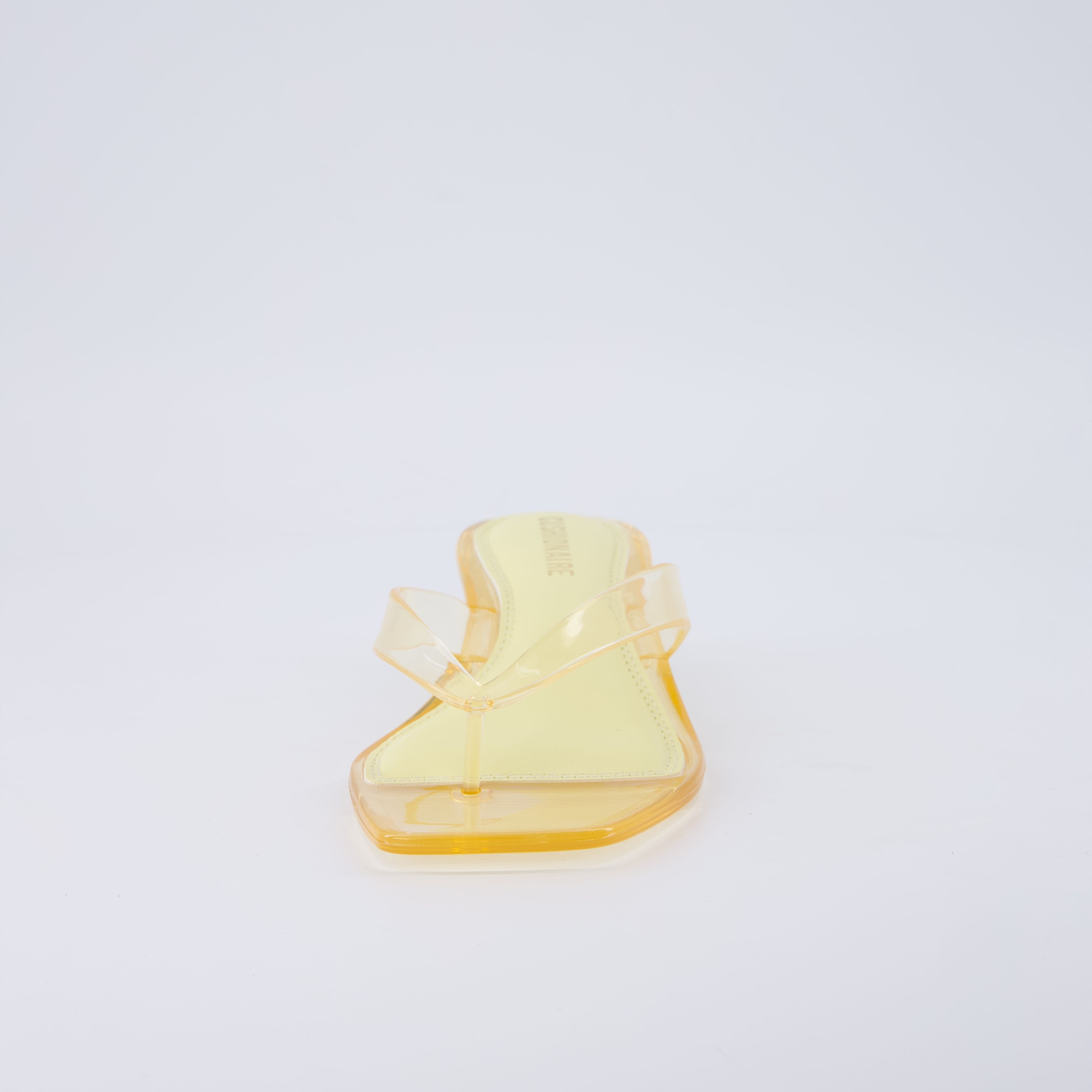 Riot Jelly Thong Kitten Heels Yellow Medium