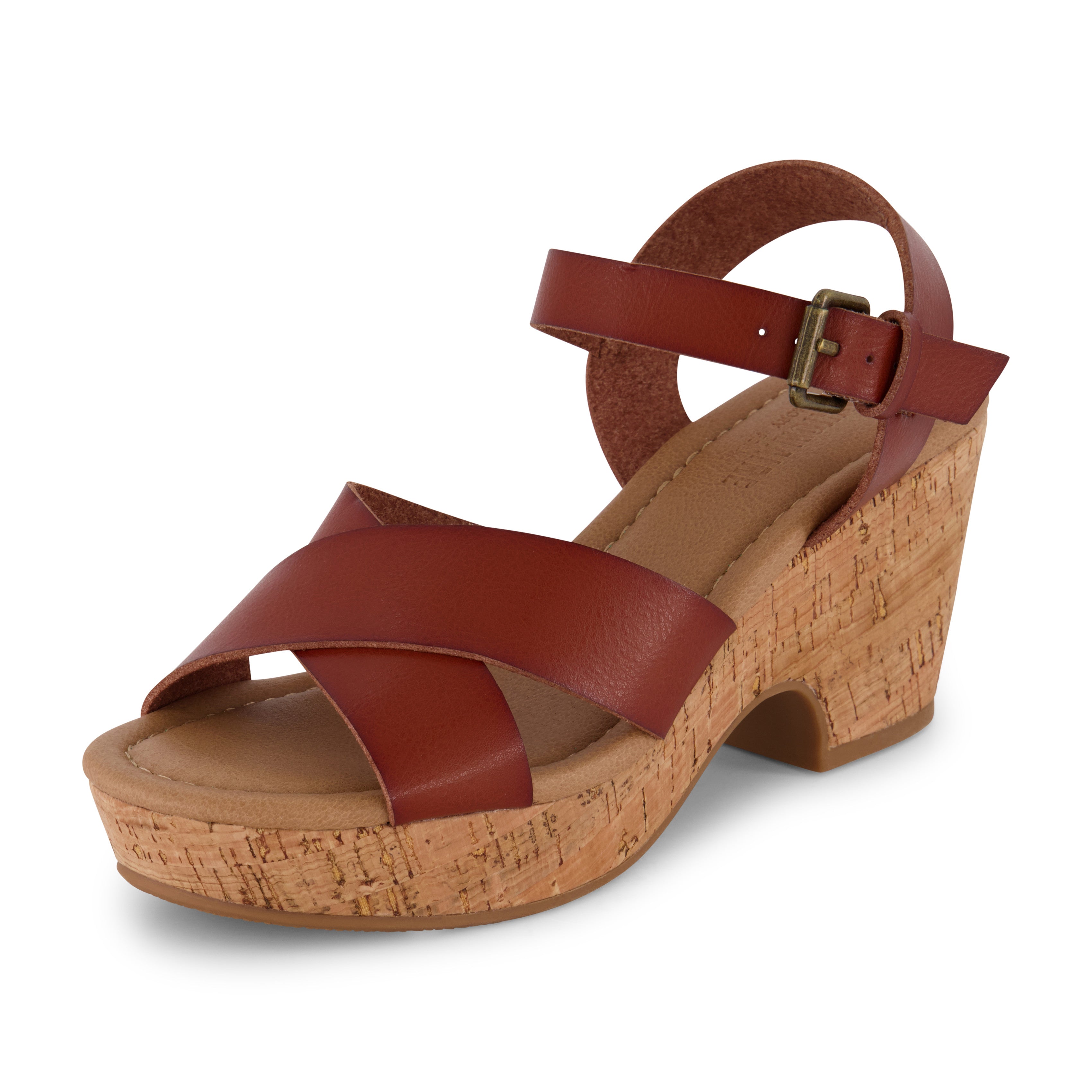 Rosie Cork Wedge Sandal Cognac