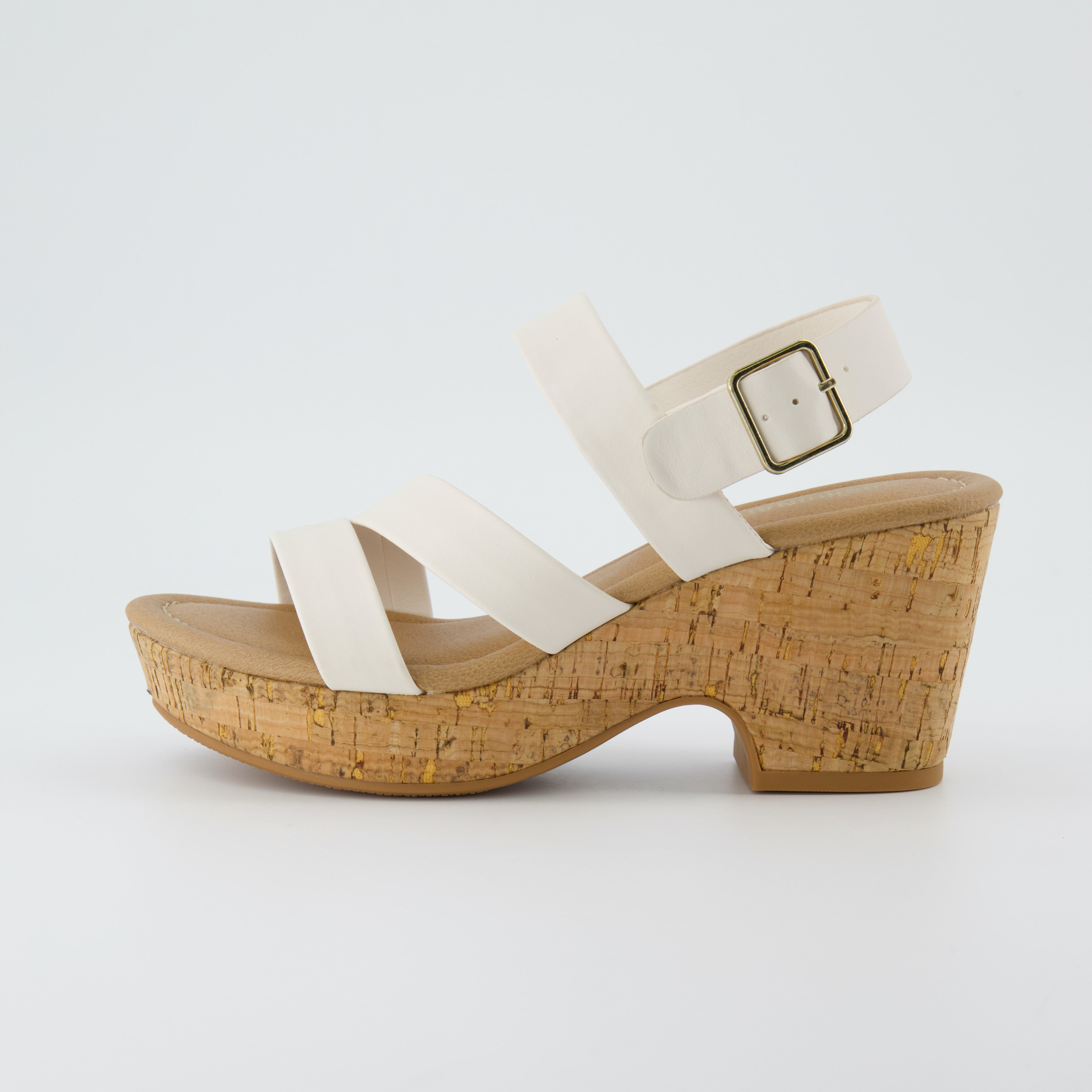 Russ Cork Heeled Sandal Bone