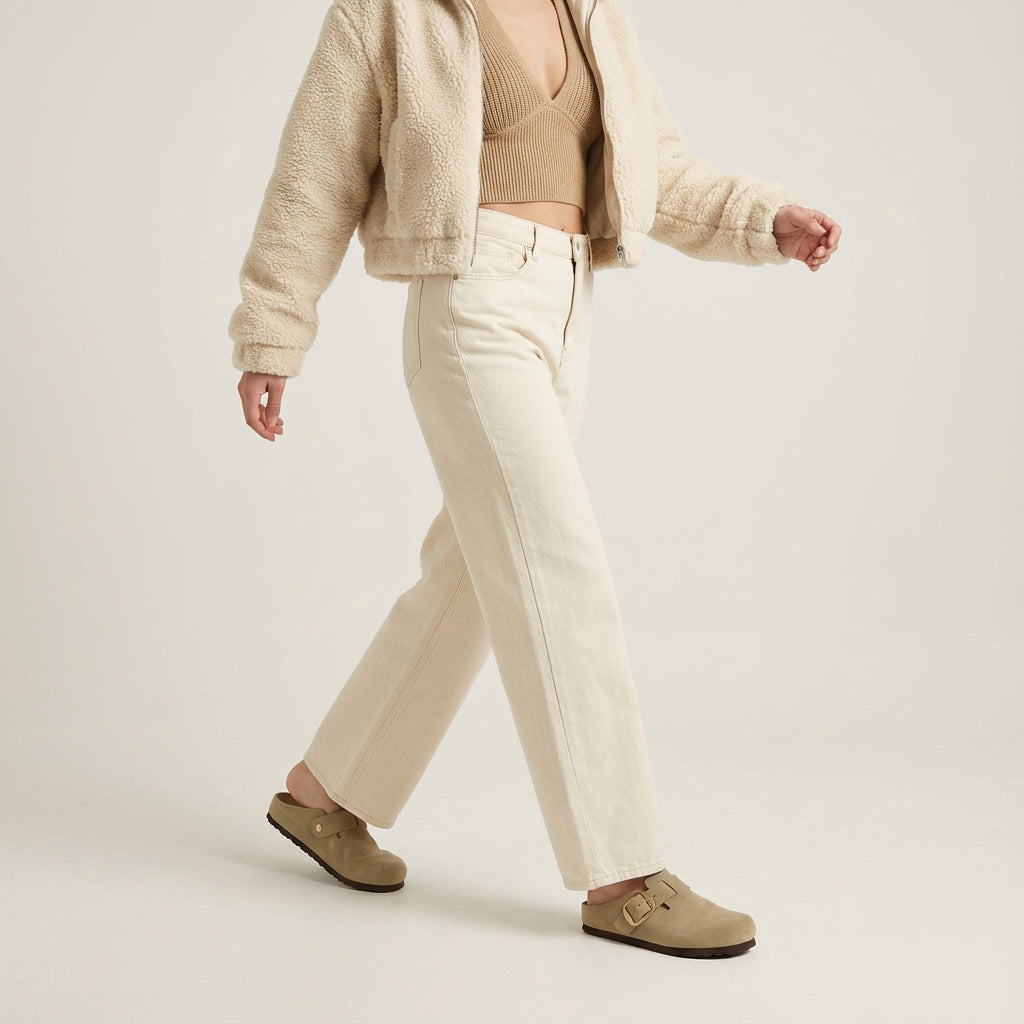 Rusty Leather Clogs Beige