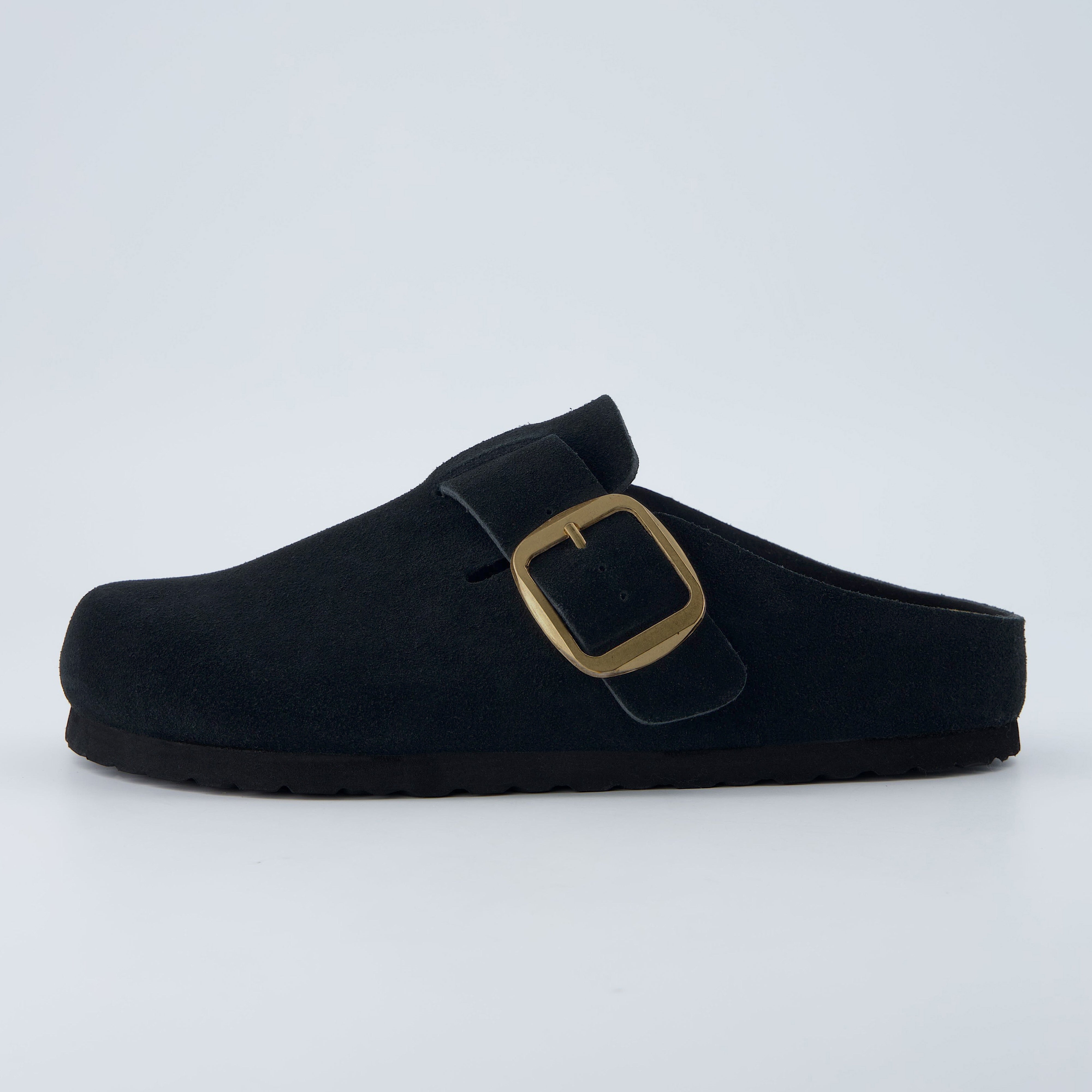 Rusty Leather Clogs Black