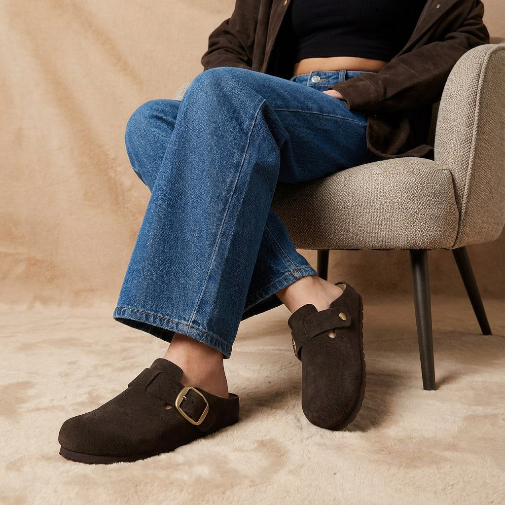 Rusty Leather Clogs Chocolate