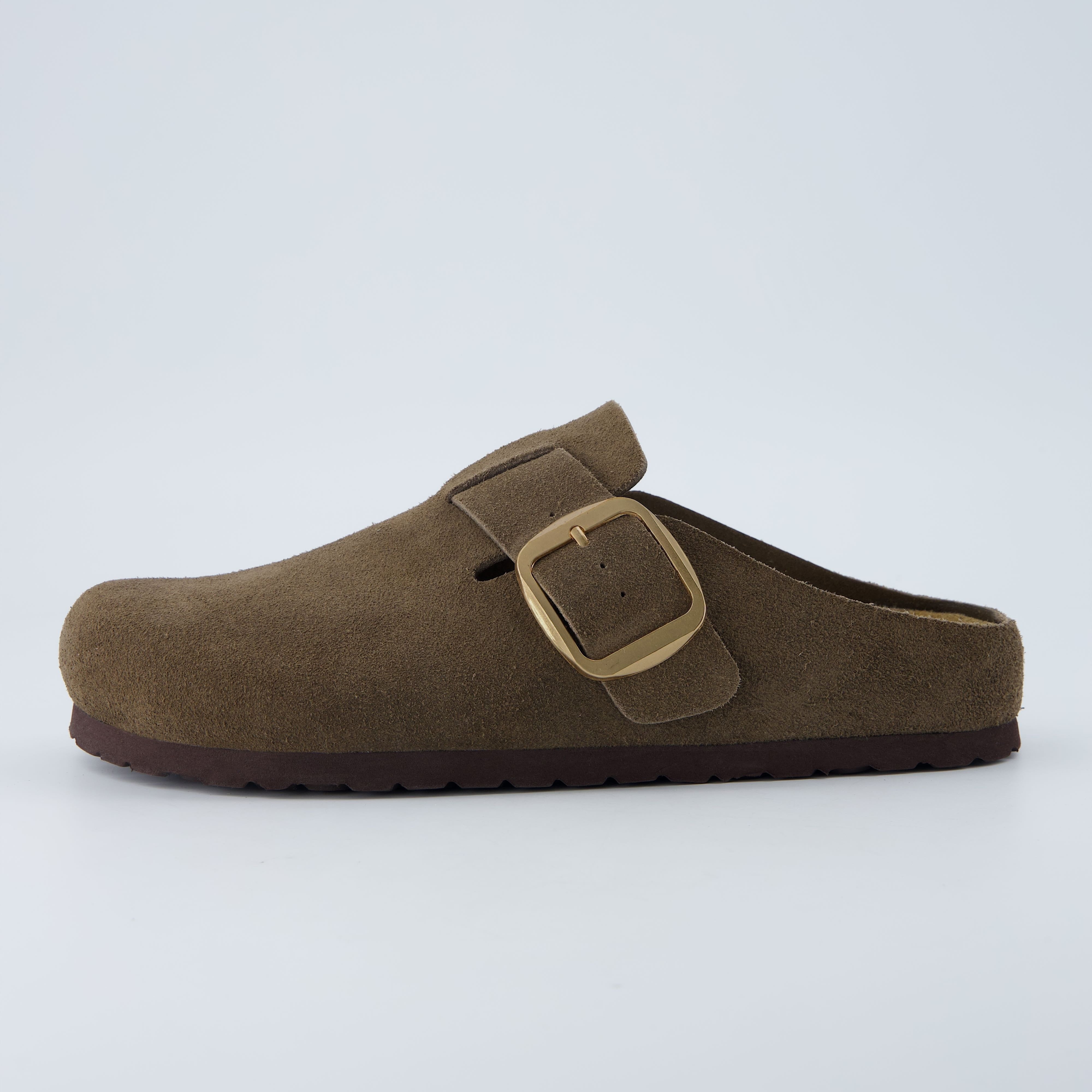 Rusty Leather Clogs Dark Taupe