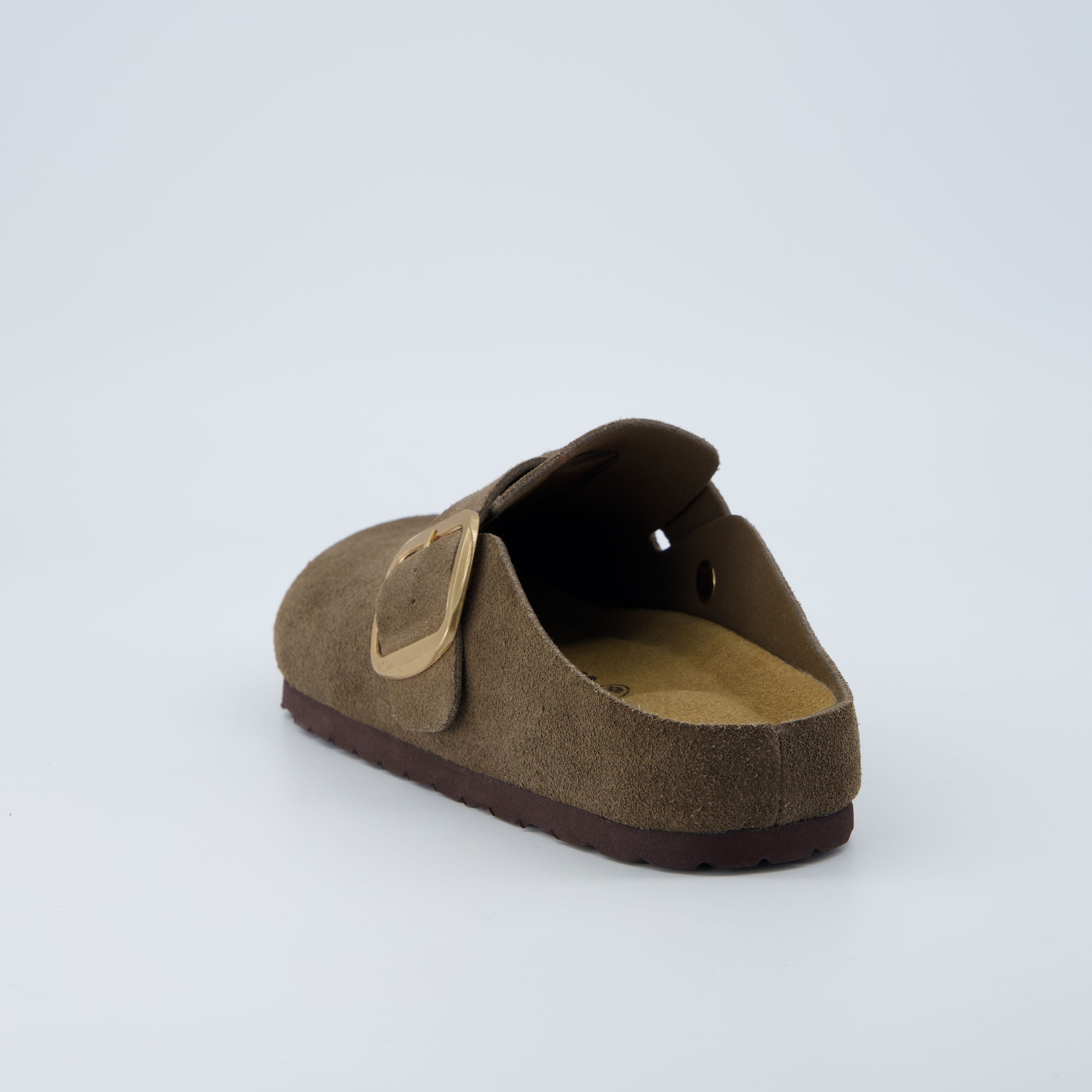 Rusty Leather Clogs Dark Taupe