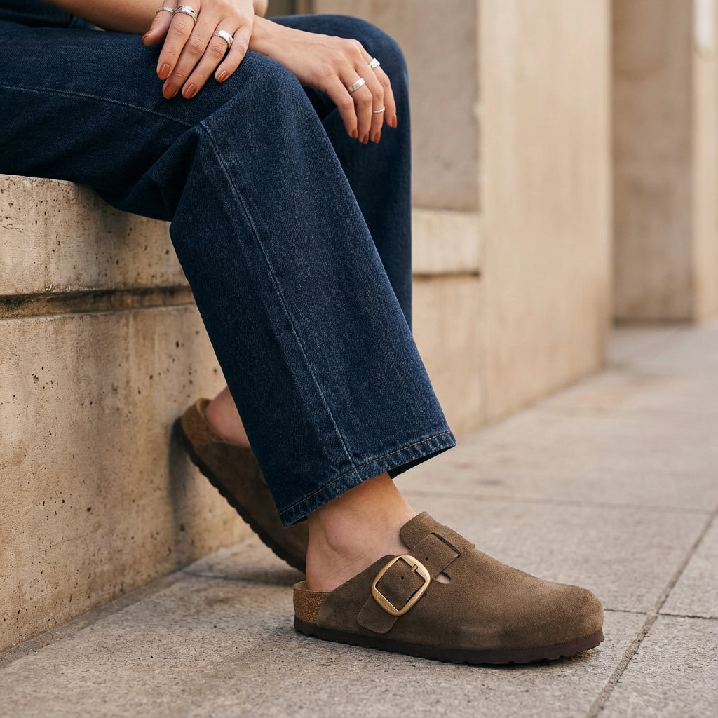 Rusty Leather Clogs Dark Taupe