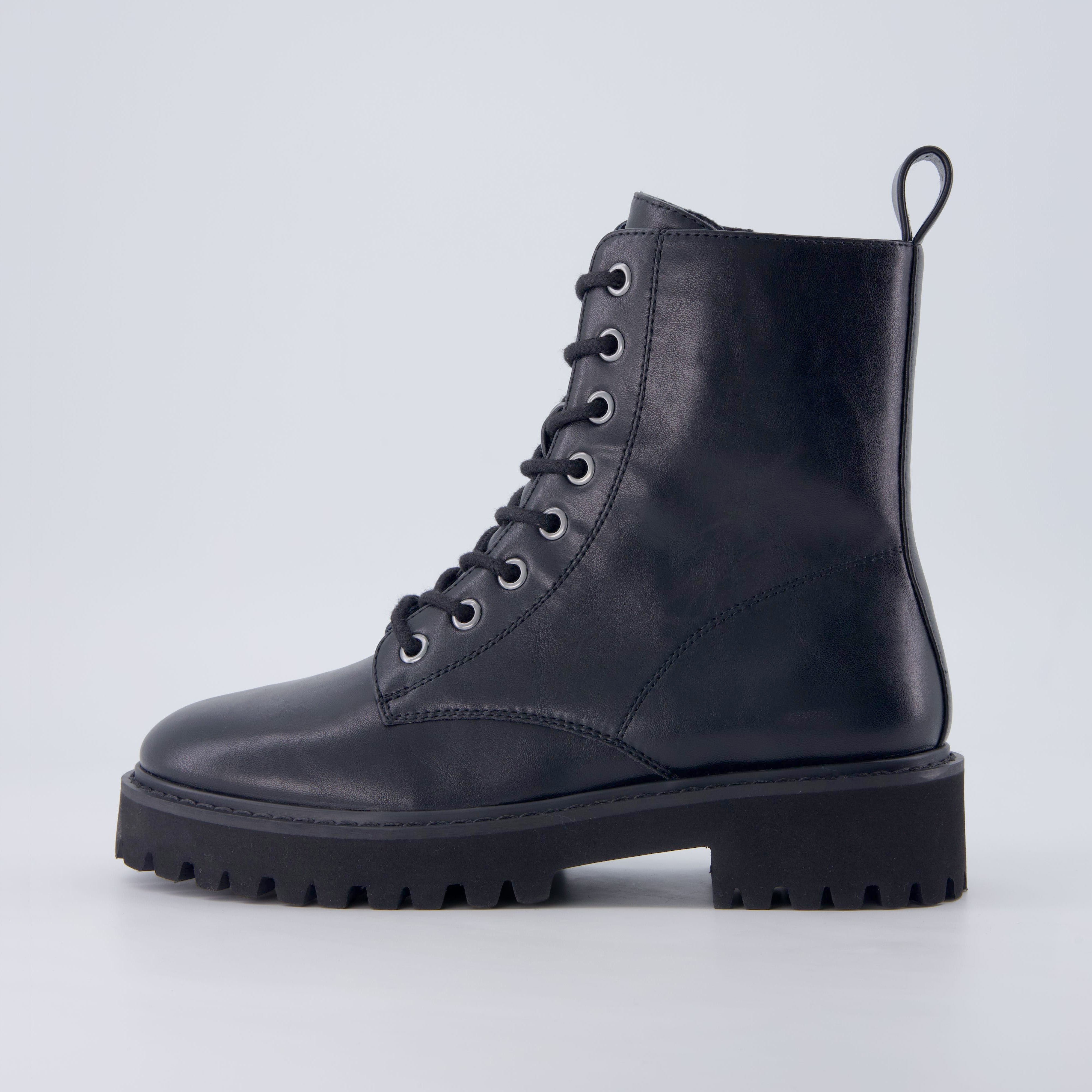 Ryker Vegan Leather Combat Boots Black Medium