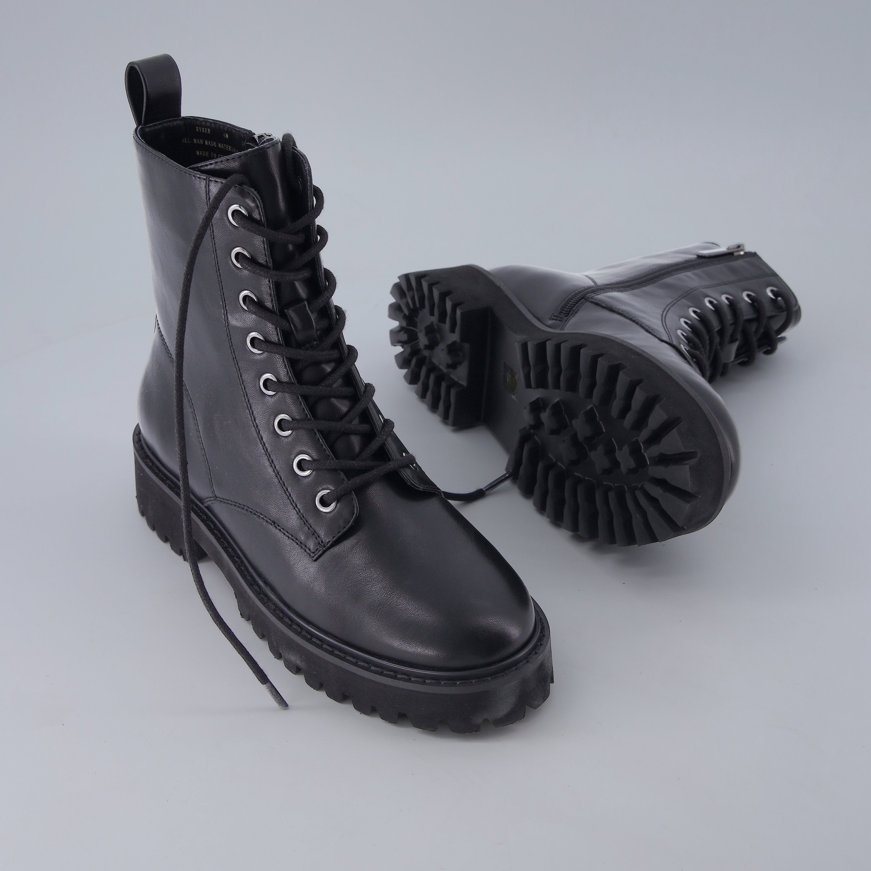 Ryker Vegan Leather Combat Boots Black Medium