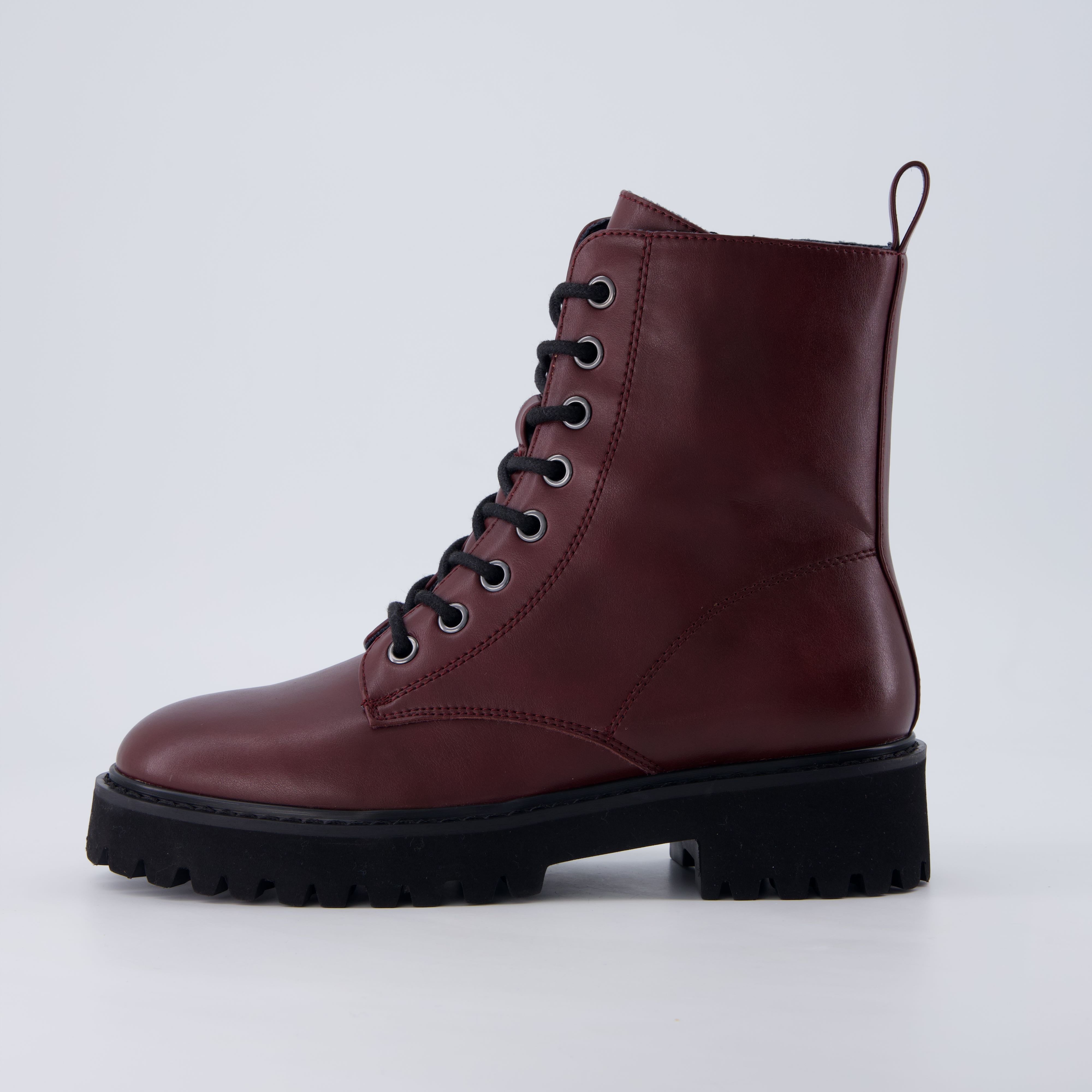 Ryker Vegan Leather Combat Boots Burgundy Medium