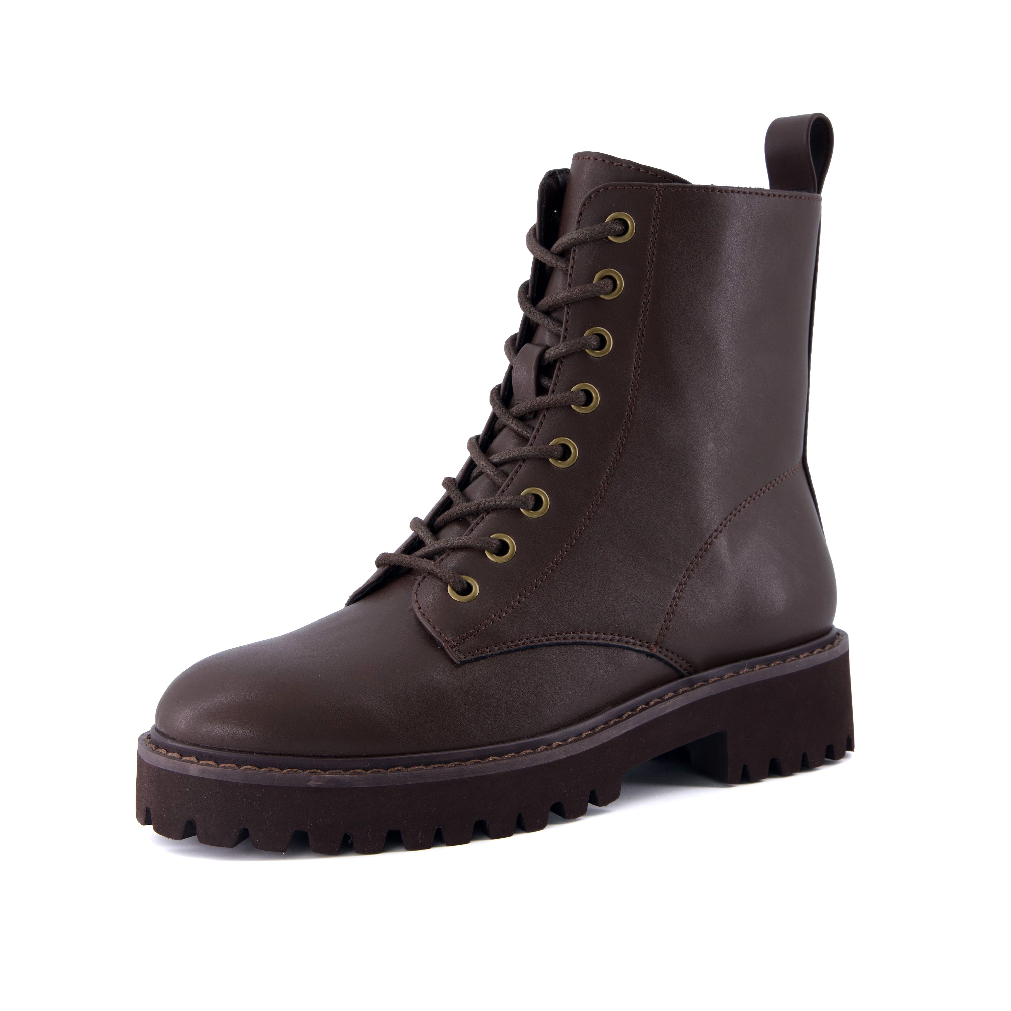 Ryker Vegan Leather Combat Boots Brown Medium