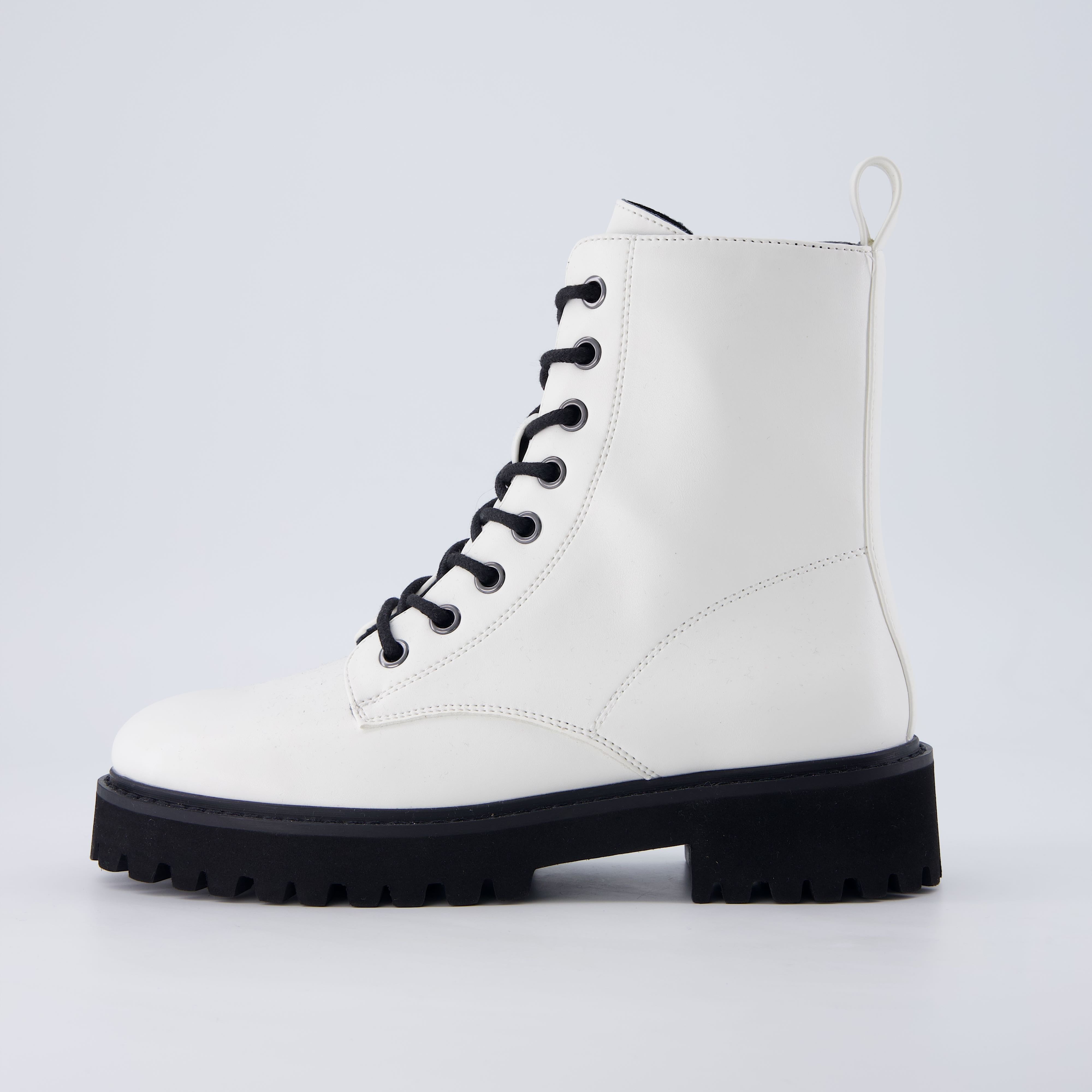 Ryker Vegan Leather Combat Boots White Medium