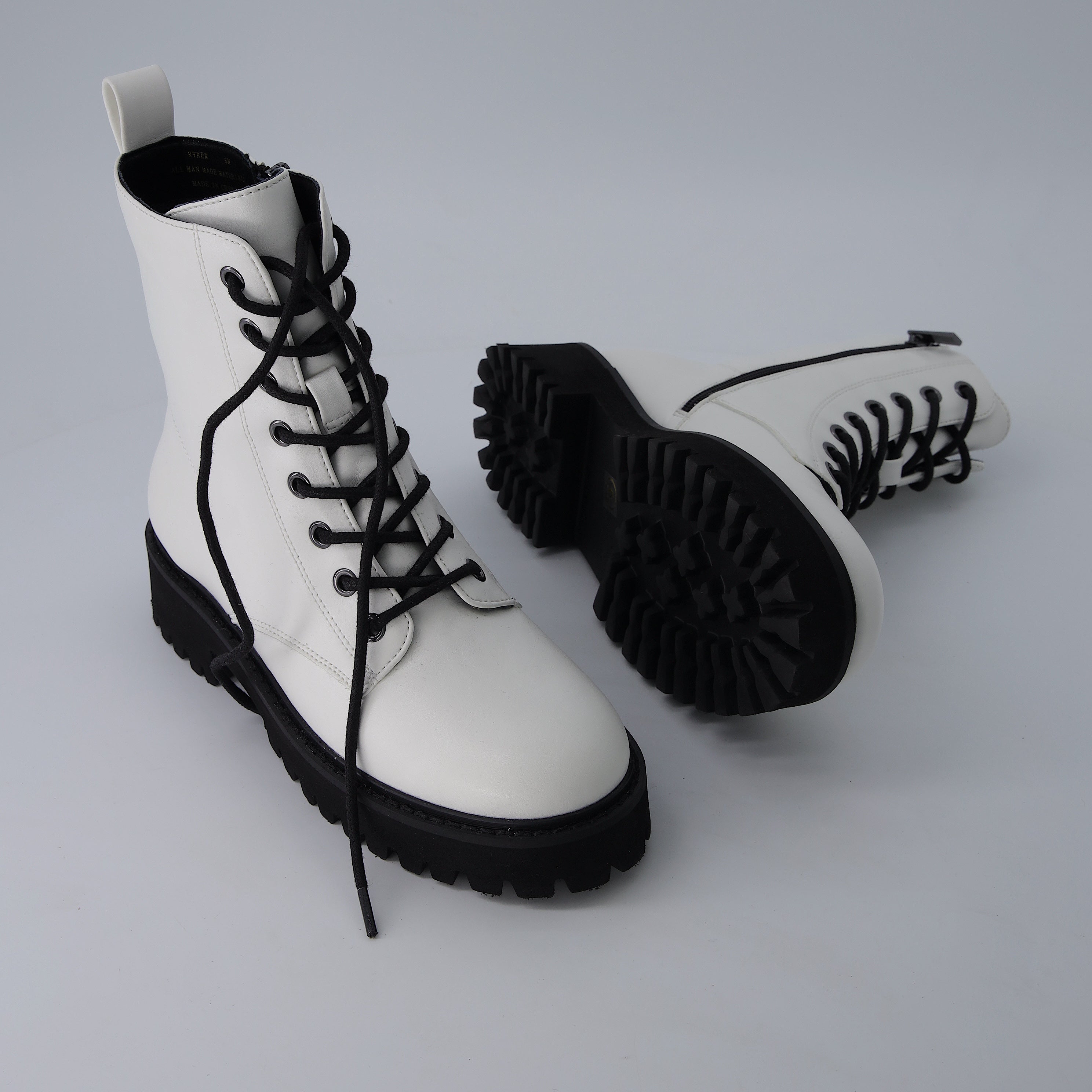 Ryker Vegan Leather Combat Boots White Medium