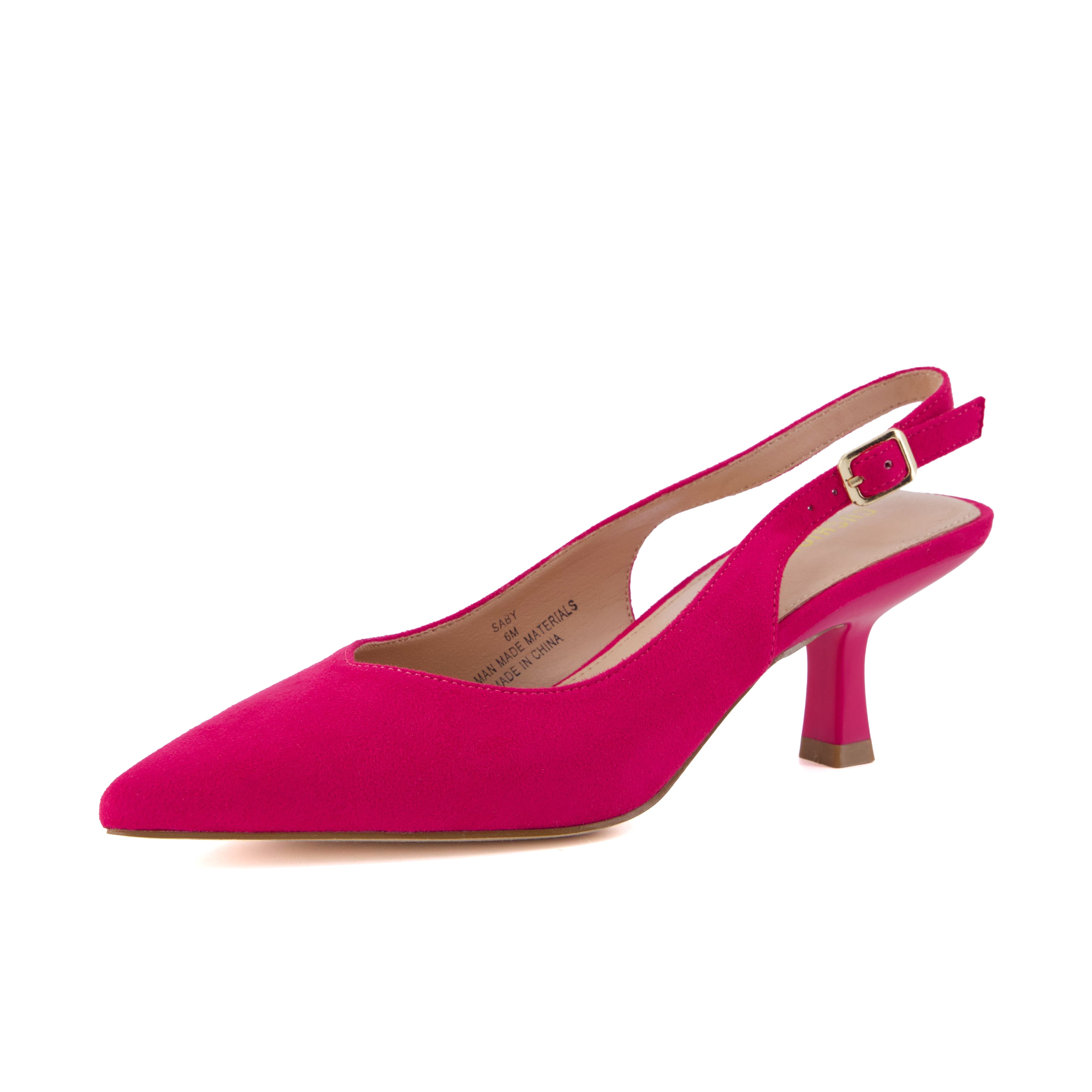 Saby Slingback Kitten Heels Microsuede Fuchsia Medium