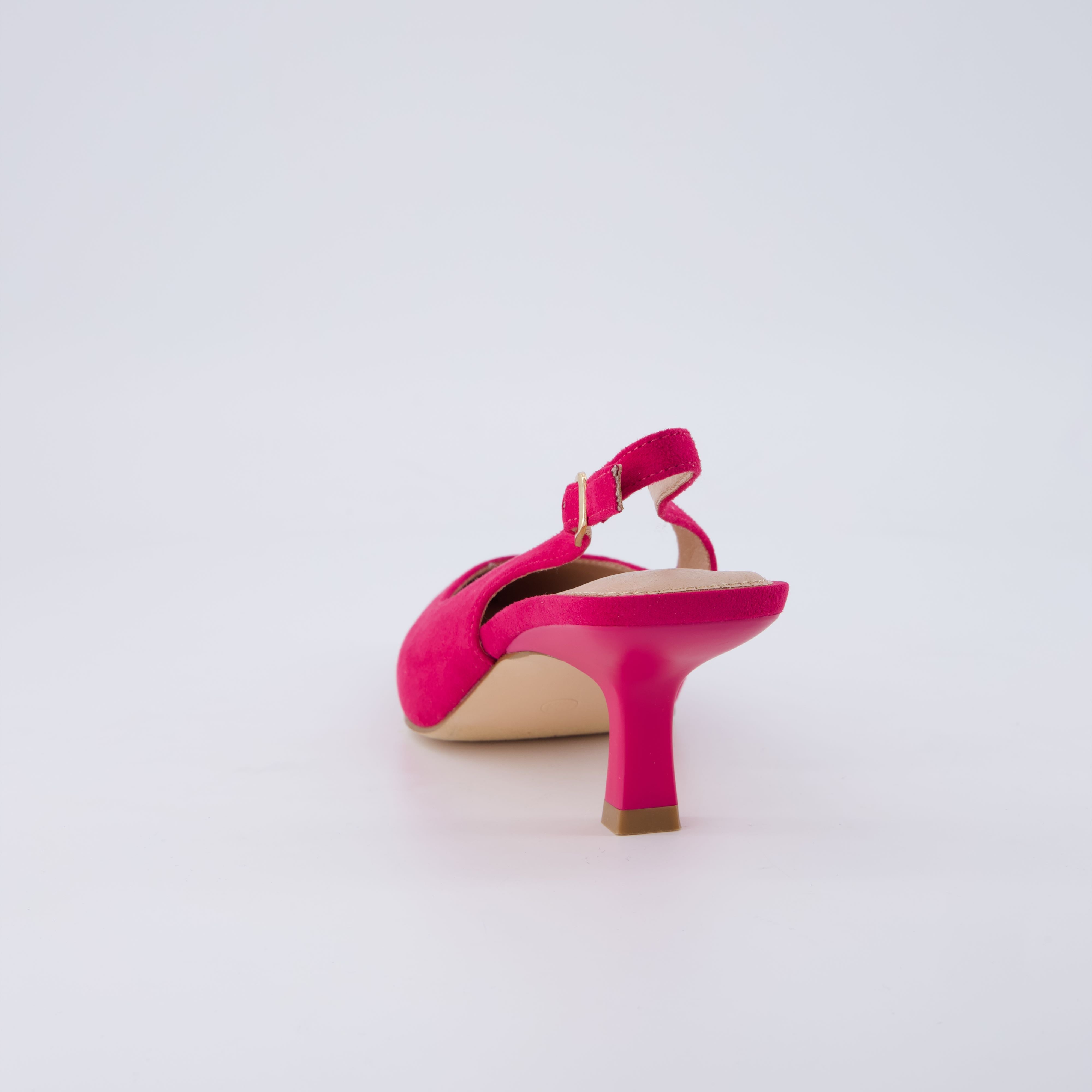 Saby Slingback Kitten Heels Microsuede Fuchsia Medium