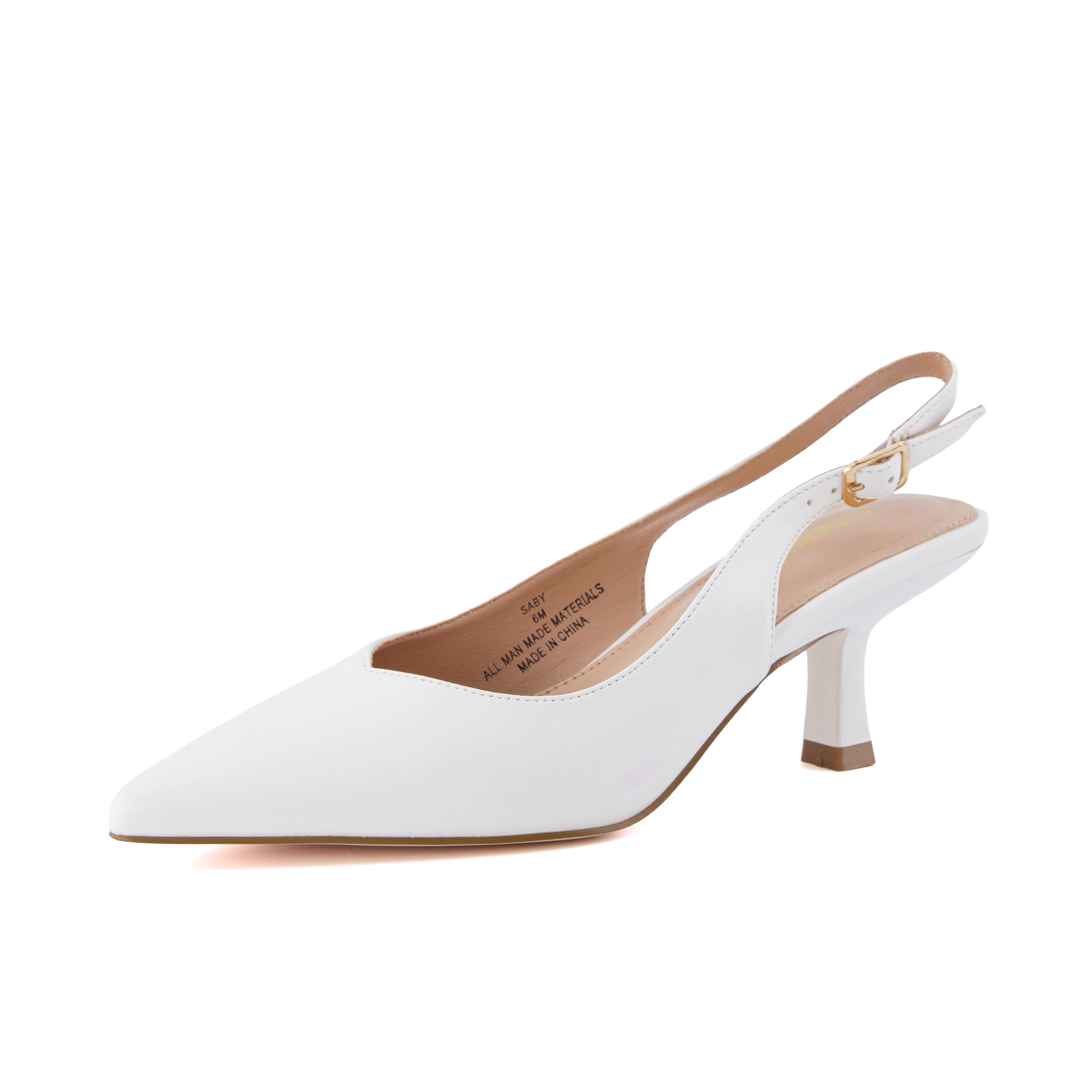 Saby Slingback Kitten Heels Smooth Ivory Medium