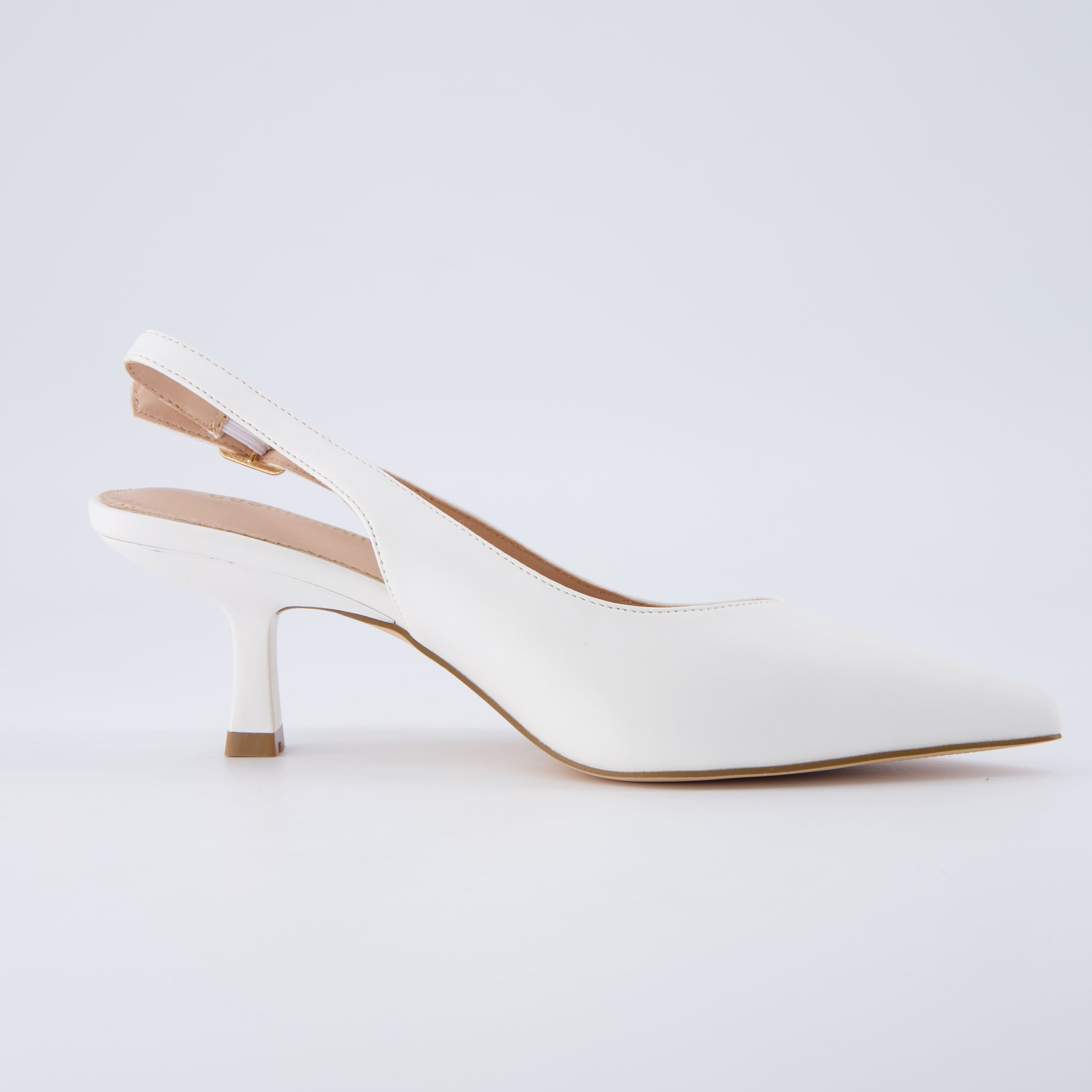 Saby Slingback Kitten Heels Smooth Ivory Medium