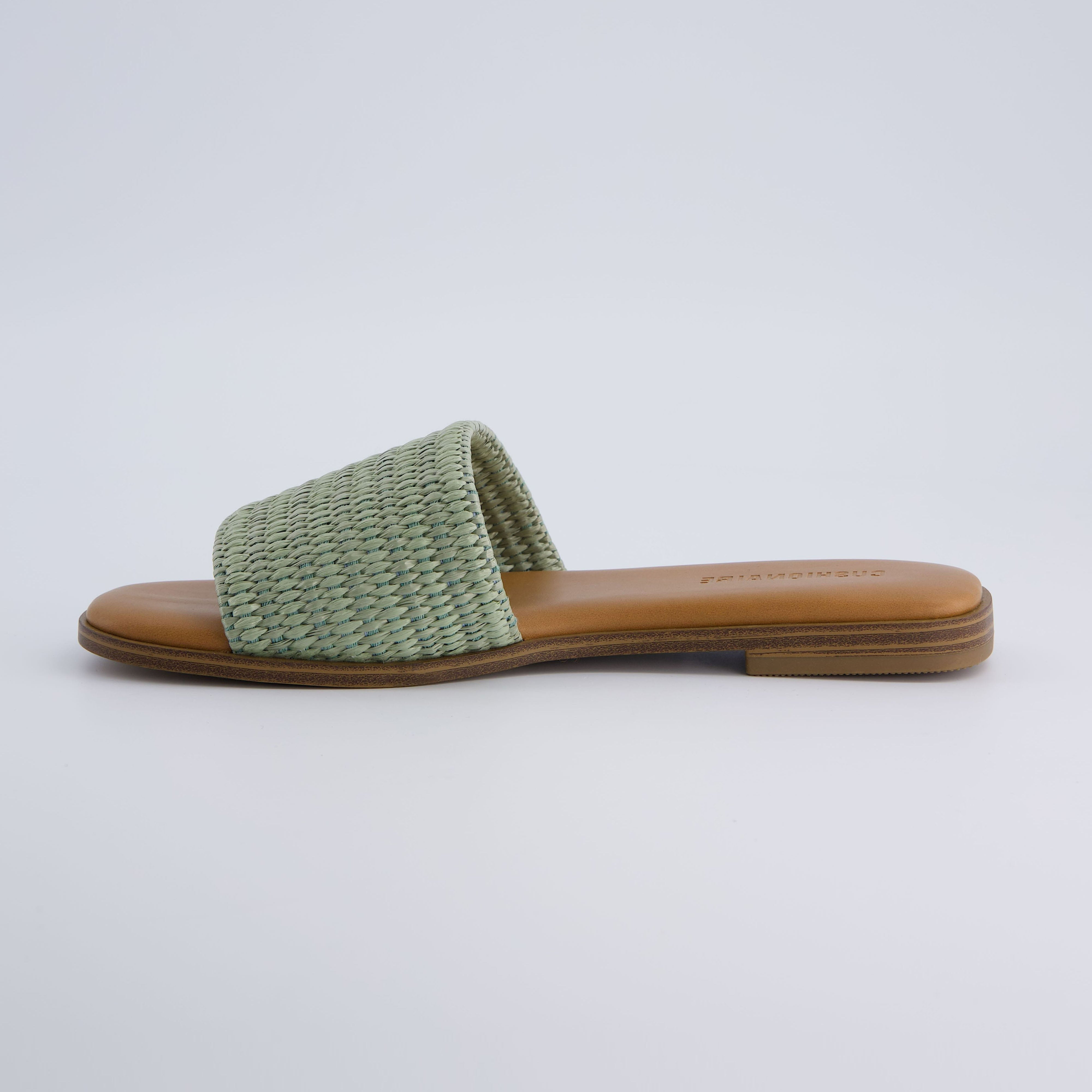 Sesame Raffia Slide Sandal Sage