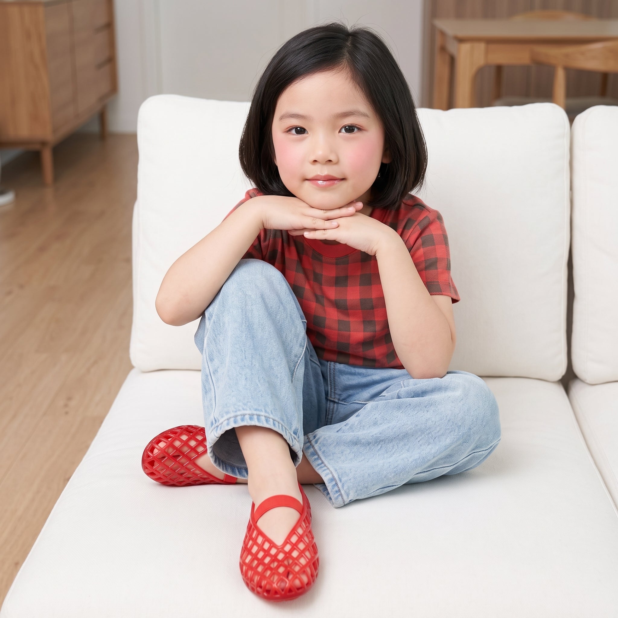 Siesta Girls Jelly Ballet Flats Red Medium