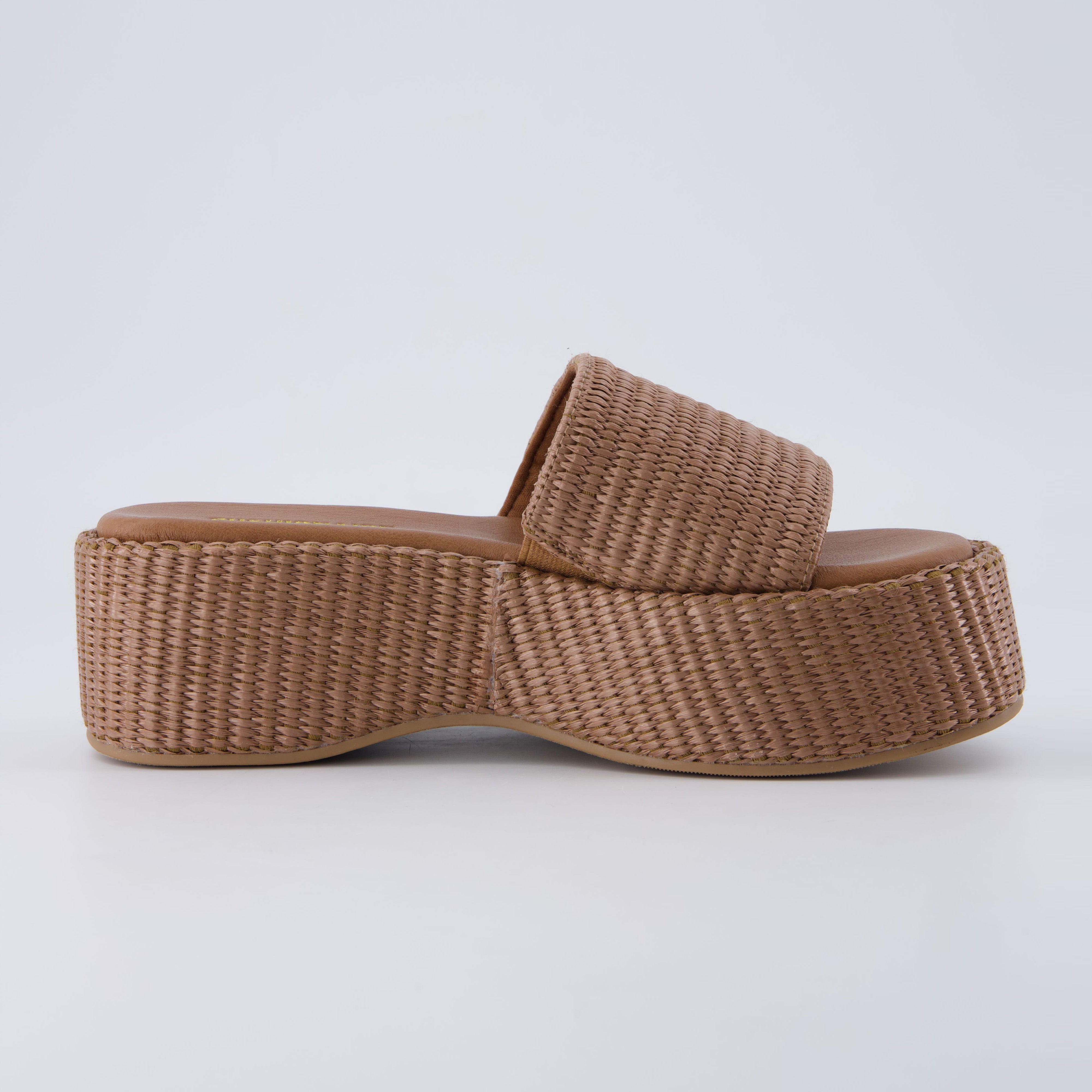 Siren Raffia Platform Sandals Brown Medium