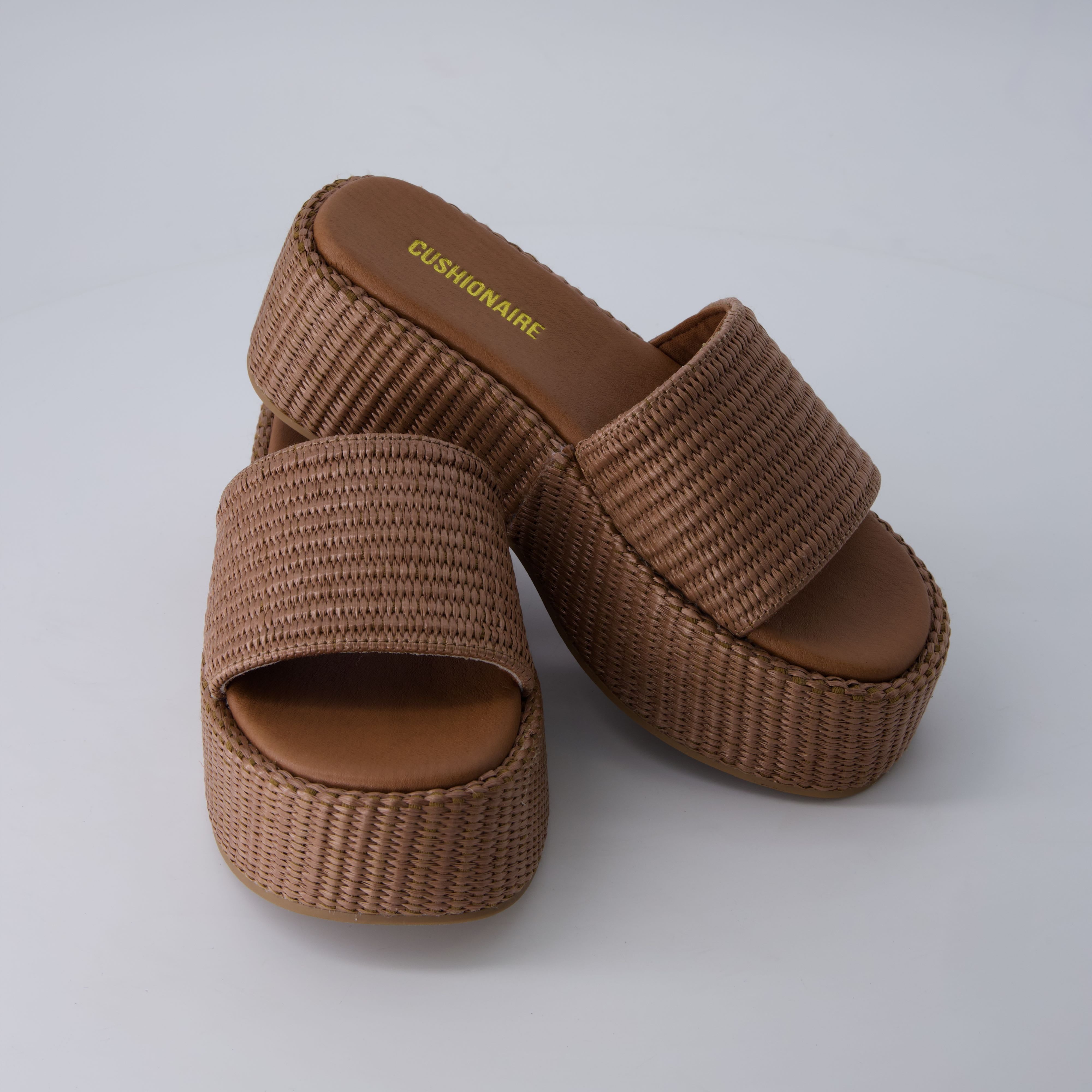 Siren Raffia Platform Sandals Brown Medium