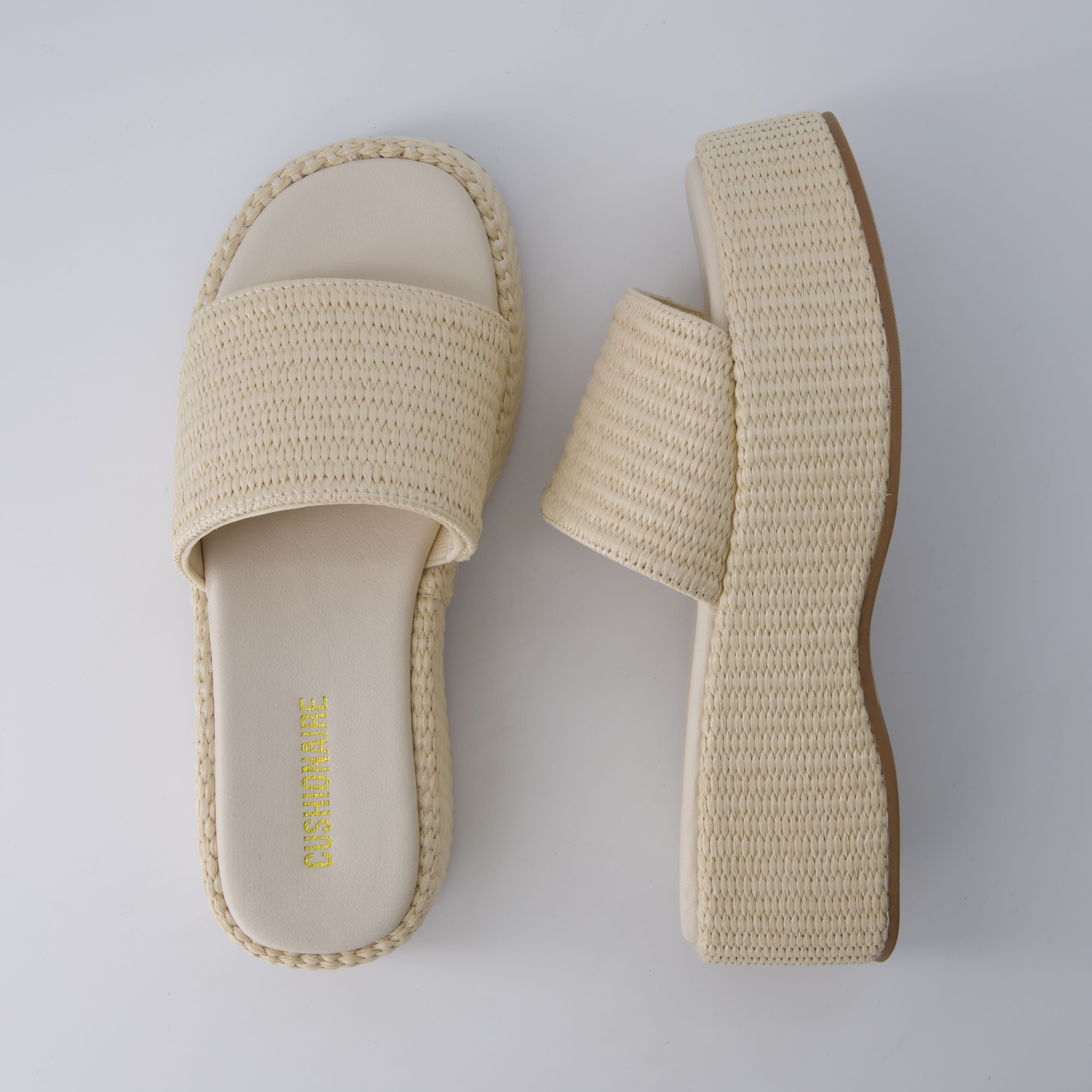 Siren Raffia Platform Sandals Cream Medium