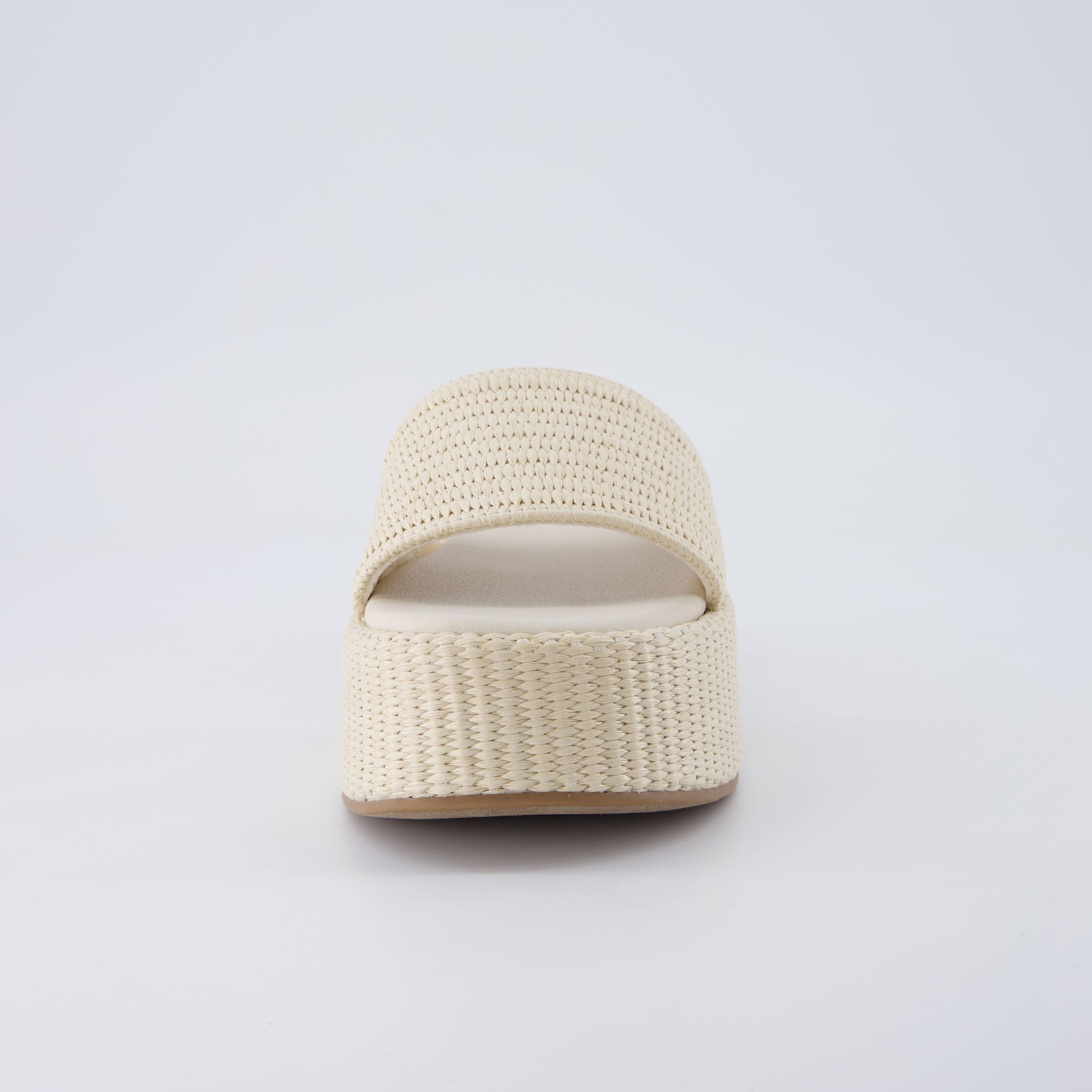 Siren Raffia Platform Sandals Cream Medium