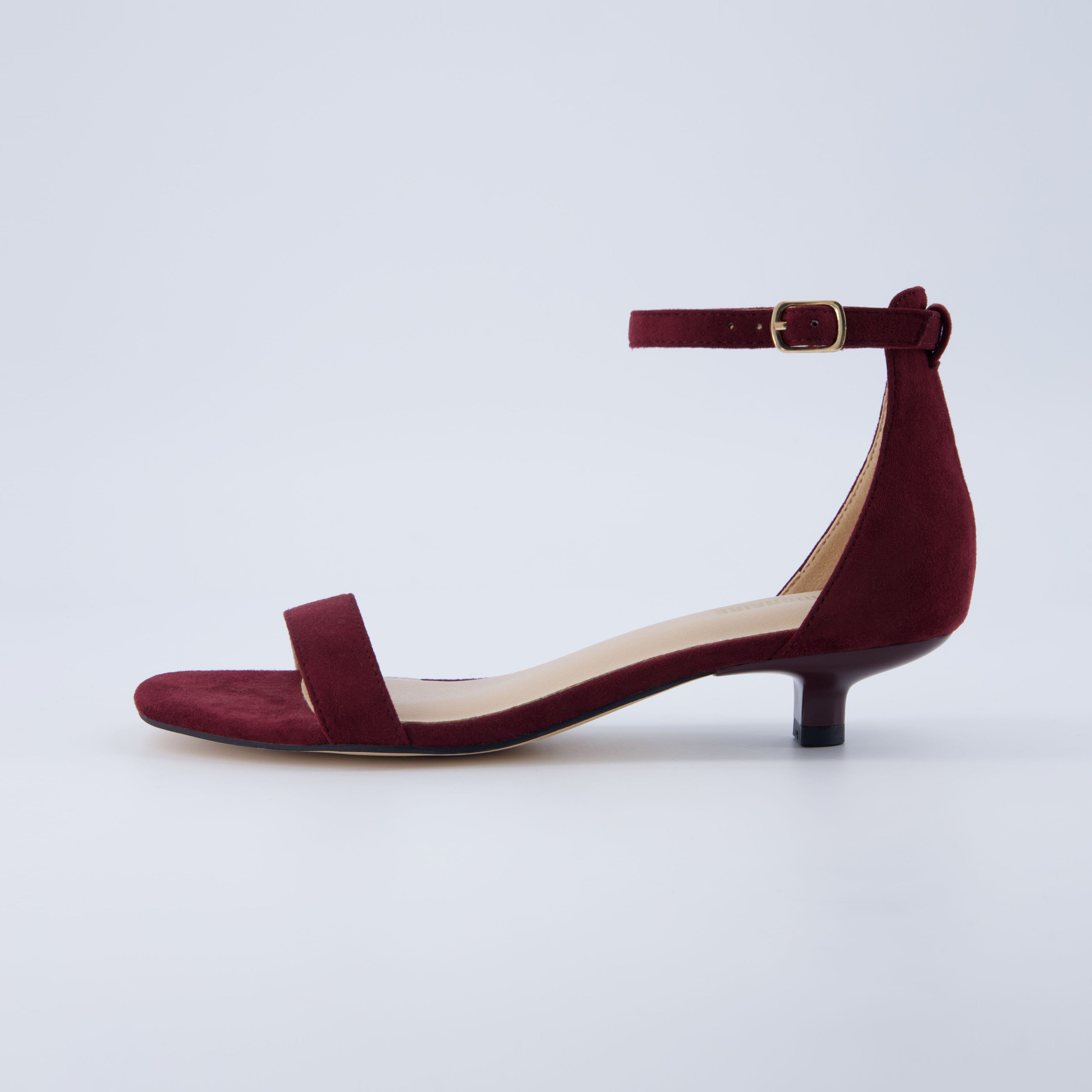 Solo Kitten Heel Sandal Burgundy Suede