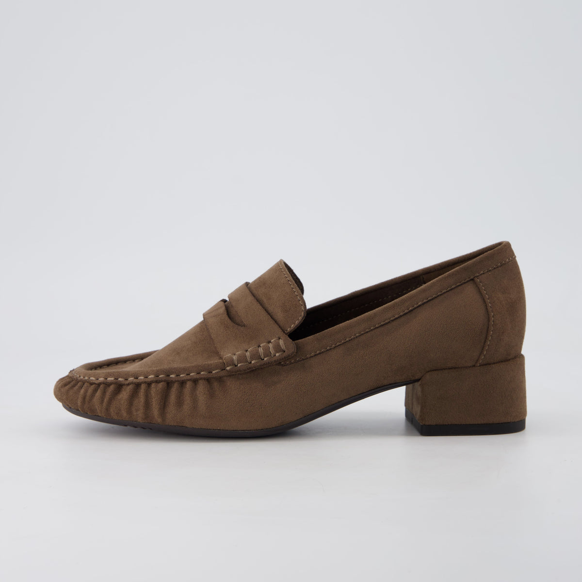 Teah Heeled Penny Loafers Taupe Medium