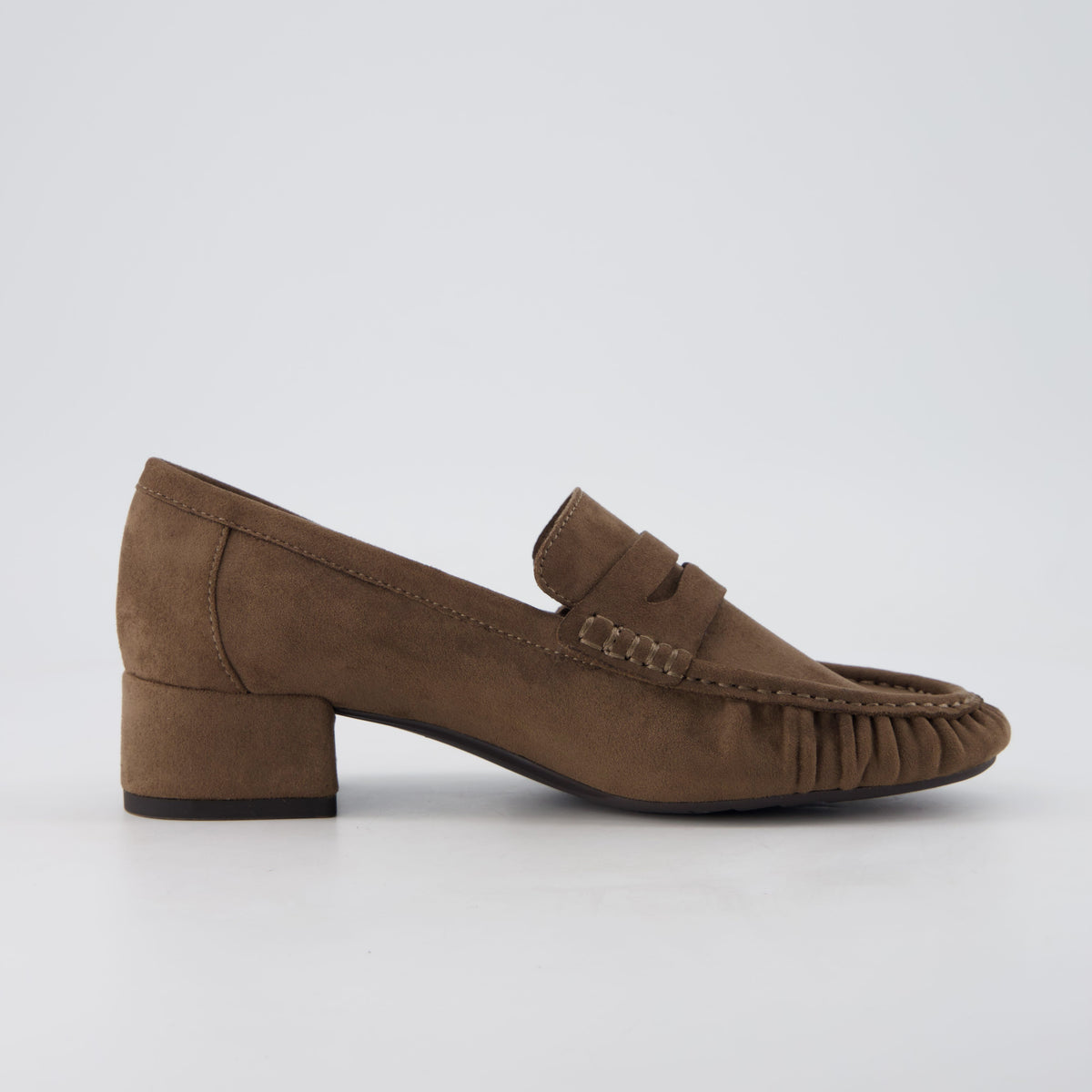 Teah Heeled Penny Loafers Taupe Medium