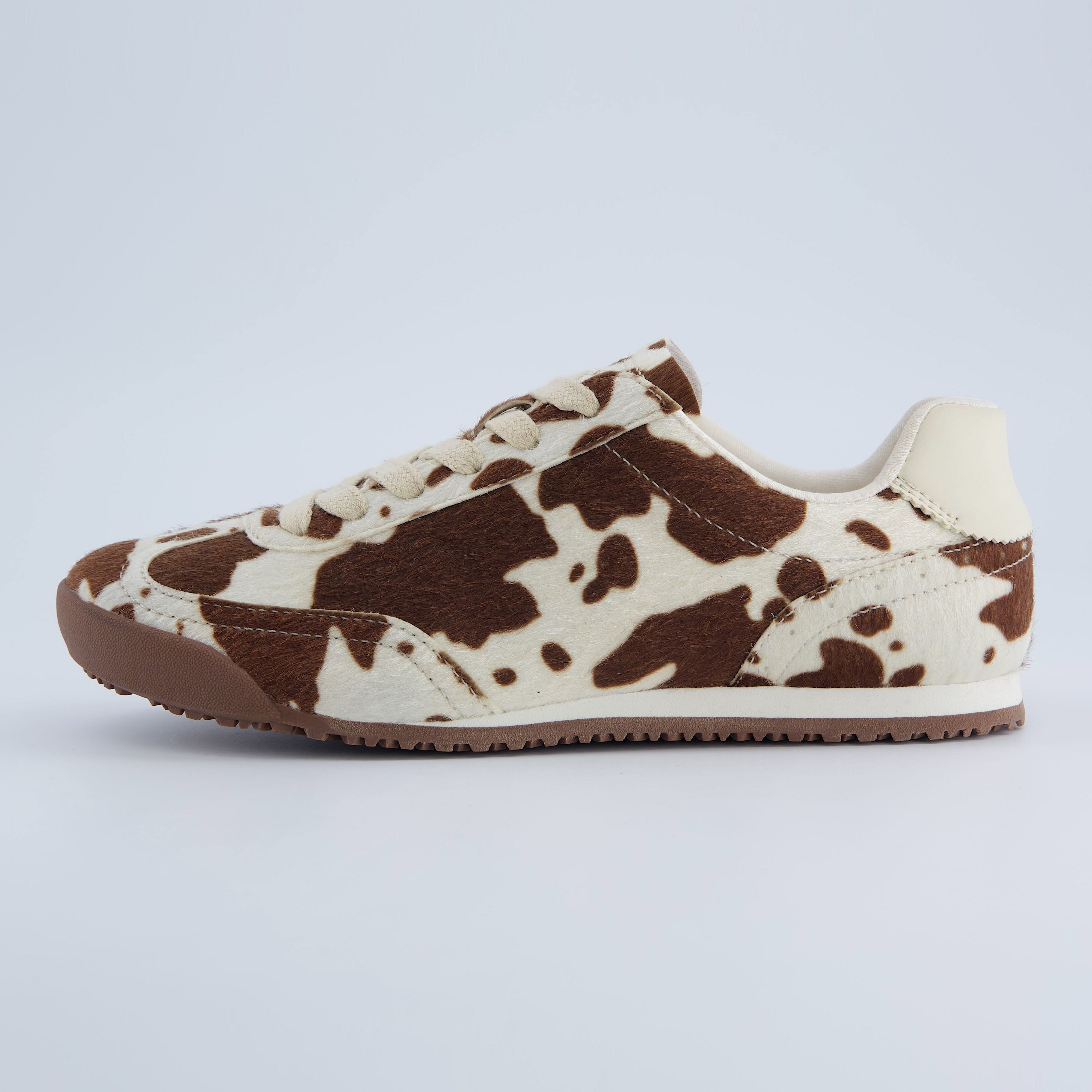 Techno Calf-Hair Lace-Up Sneakers Cow Print